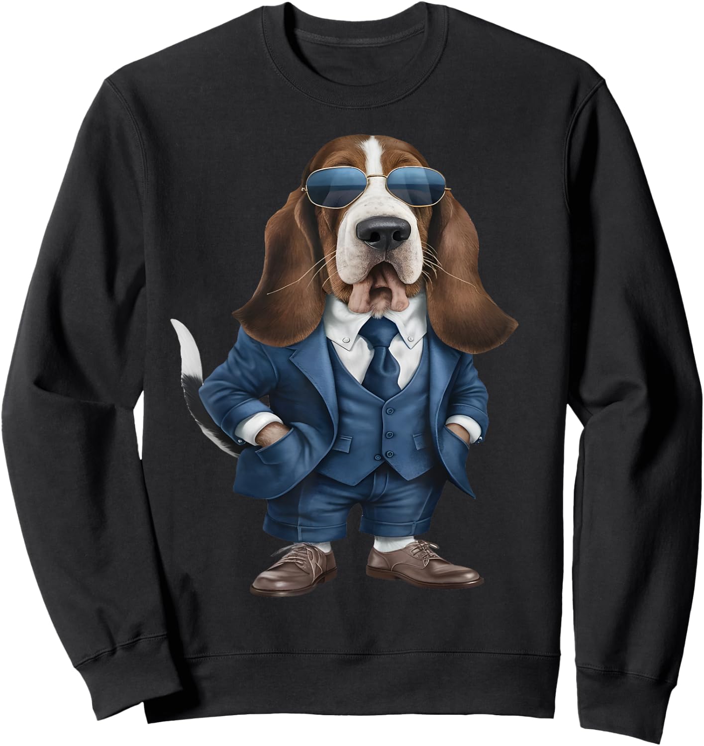 Men Woman Basset Hound Suit Basset Hound Sweatshirt - Sweatshirt | Black
