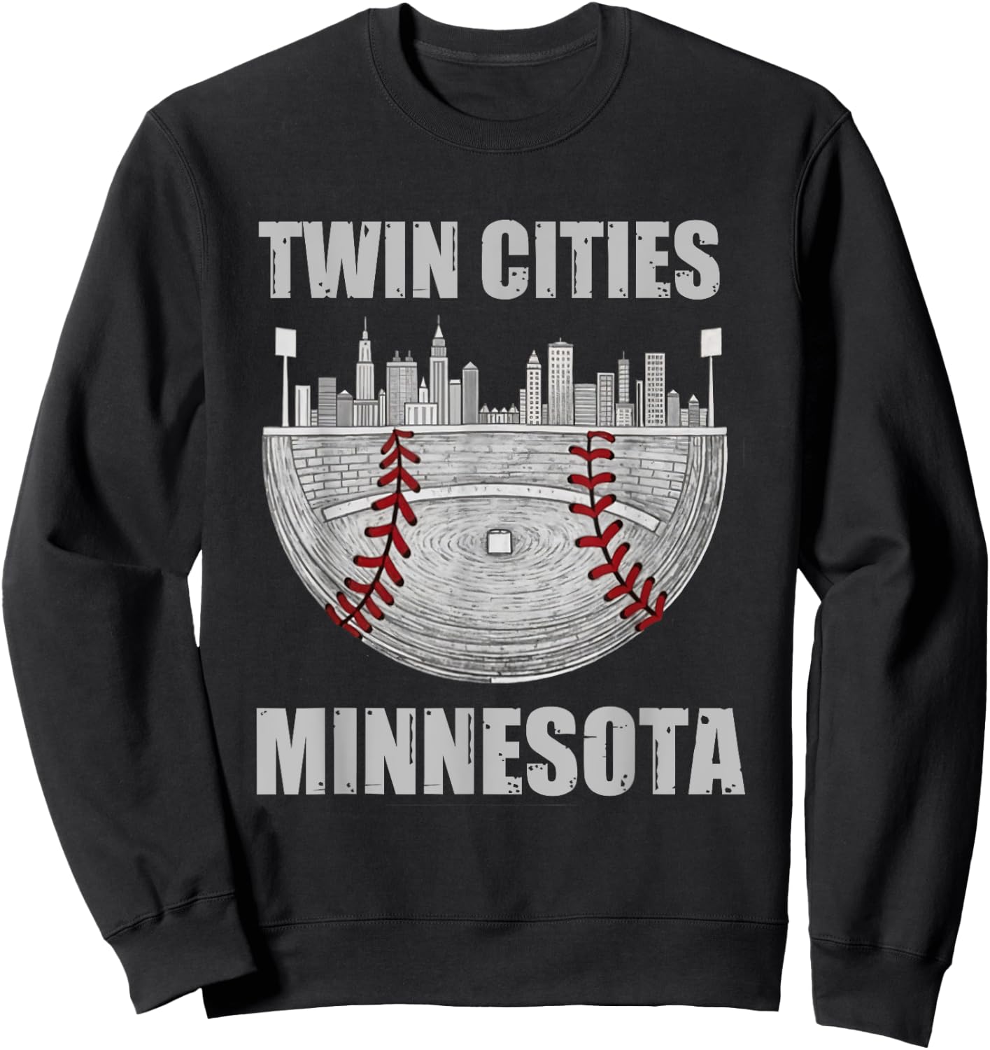 Cool Twin Cities Minnesota MN Baseball Skyline Sweatshirt - Sweatshirt | Black