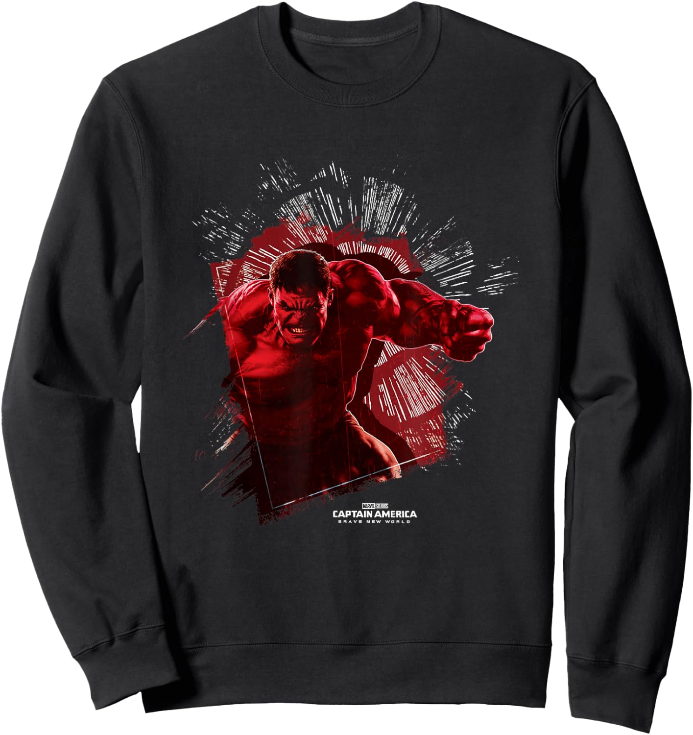 Marvel Captain America: Brave New World Red Hulk Smash , Black, S Sweatshirt - Sweatshirt | Black
