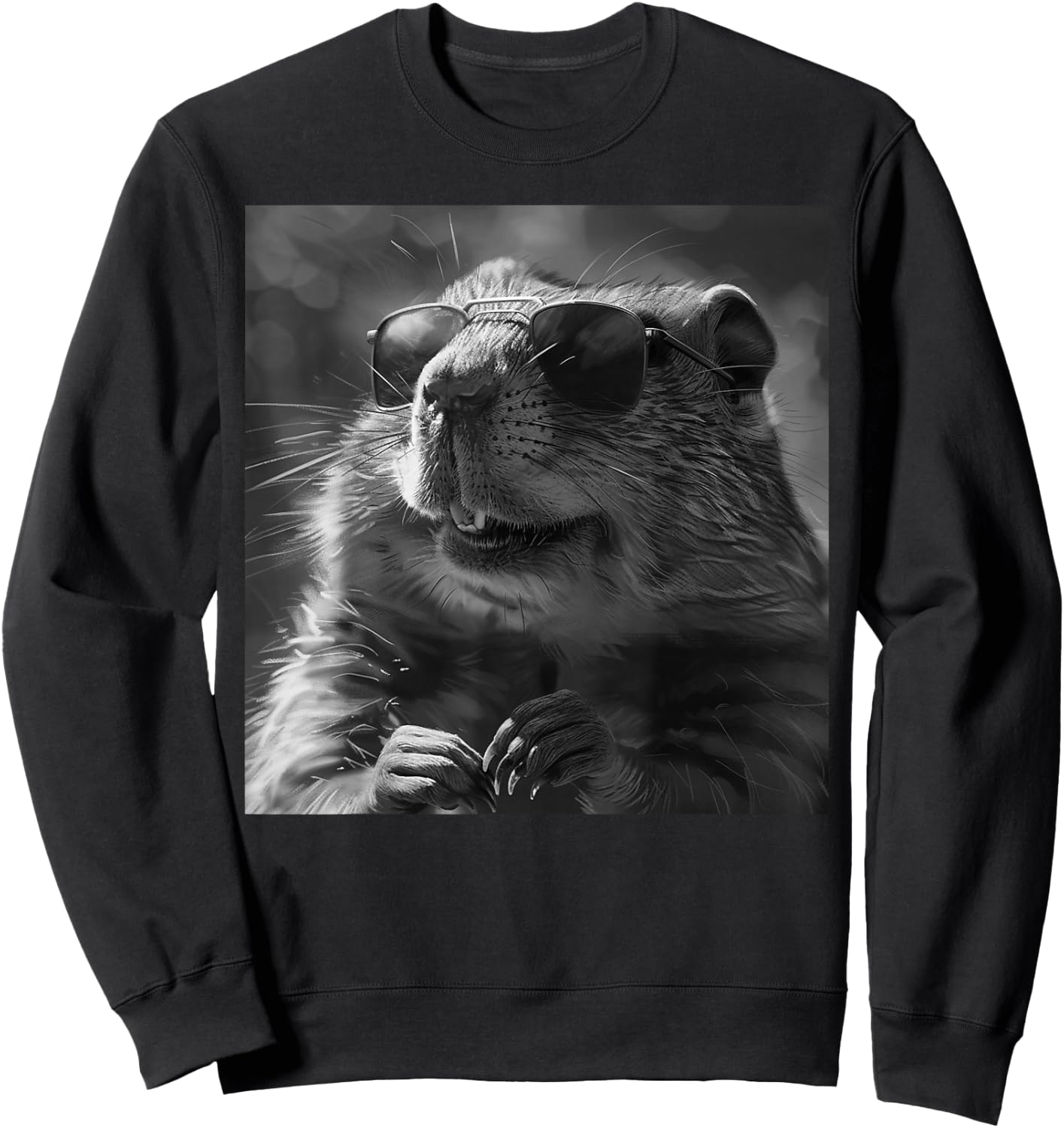 Groundhog Cheekily Laughs, Funny Animal, Groundhog Funny , Black, S Sweatshirt - Sweatshirt | Black