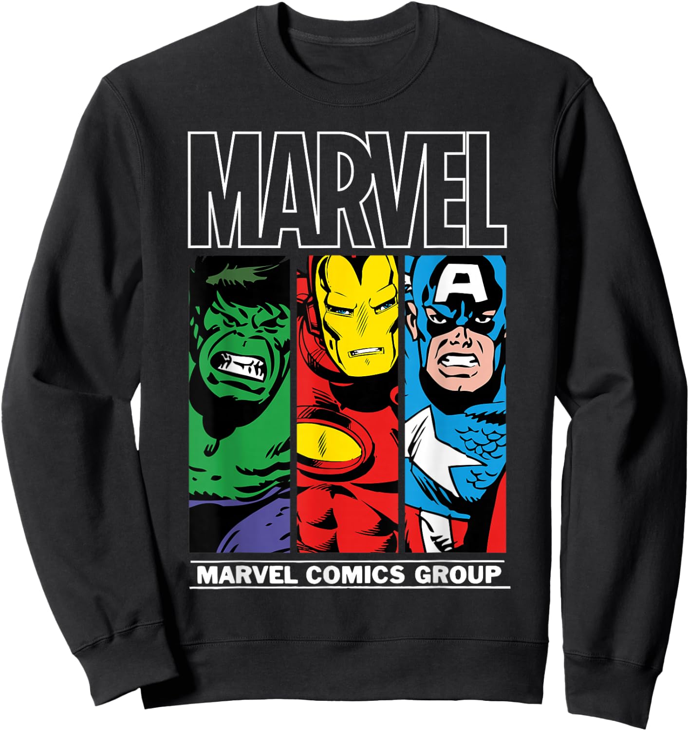 Marvel Heroes Hulk, Iron Man, Captain America Sweatshirt - Sweatshirt | Black