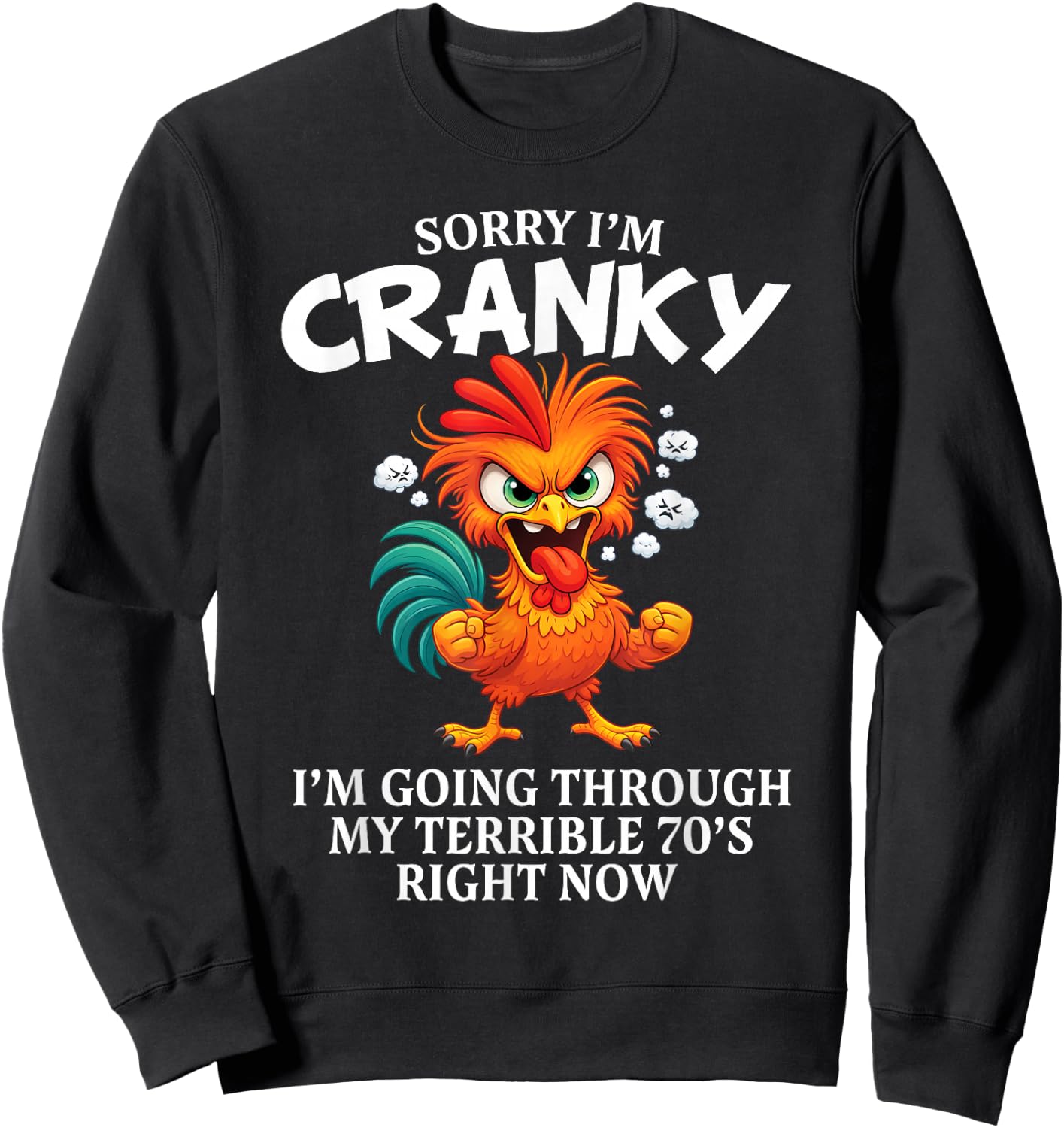 Chicken Sorry I'm Cranky Im Going Through My Terrible 70s Sweatshirt - Sweatshirt | Black