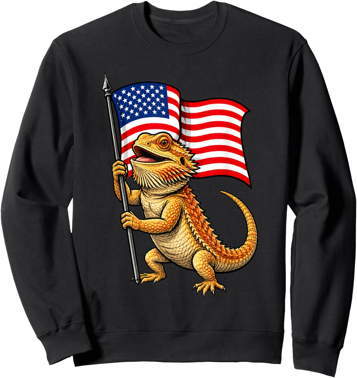 American Flag Bearded Dragon 4th of July Sweatshirt - Sweatshirt | Black