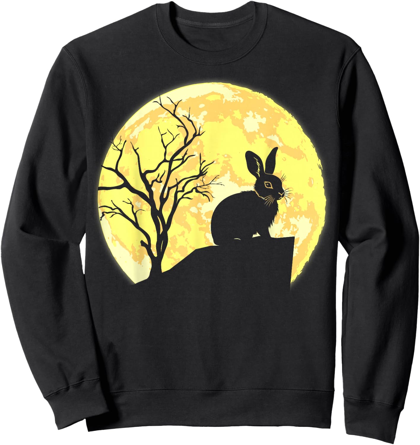 Rabbit Lover, Rabbit and Moon Sweatshirt - Sweatshirt | Black