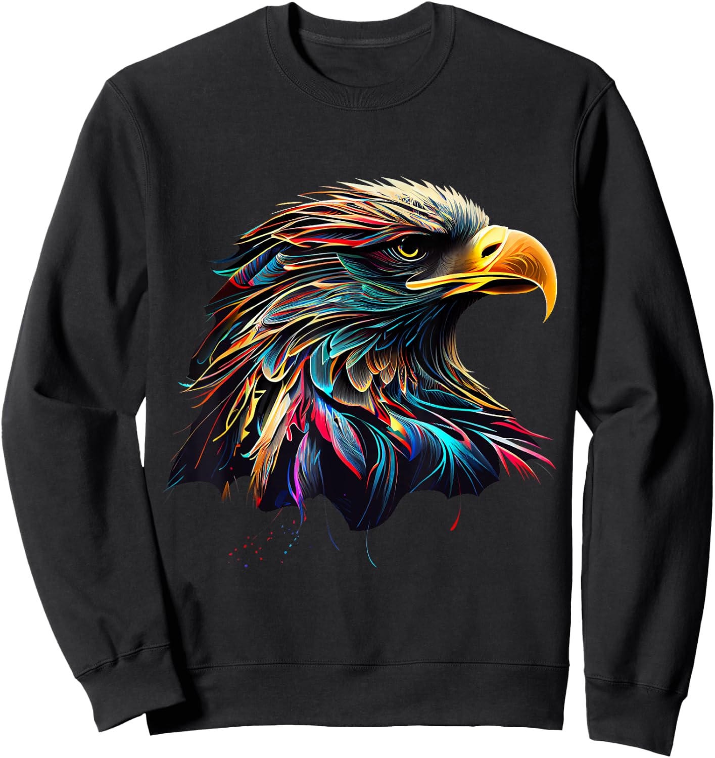 American Bald Eagle Lover Designs -Adults Bald Eagle Lovers Colorful Pop Art American Bald Eagle Sweatshirt - Sweatshirt | Black