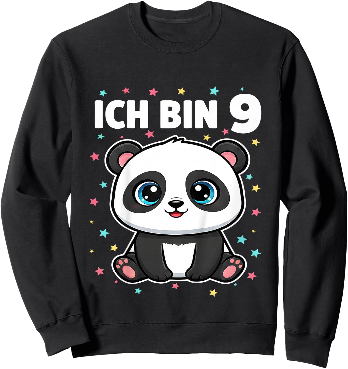 Ich Bin 9 - Süßes Panda Kindergeburtstag Junge Mädchen Sweatshirt - Sweatshirt | Black