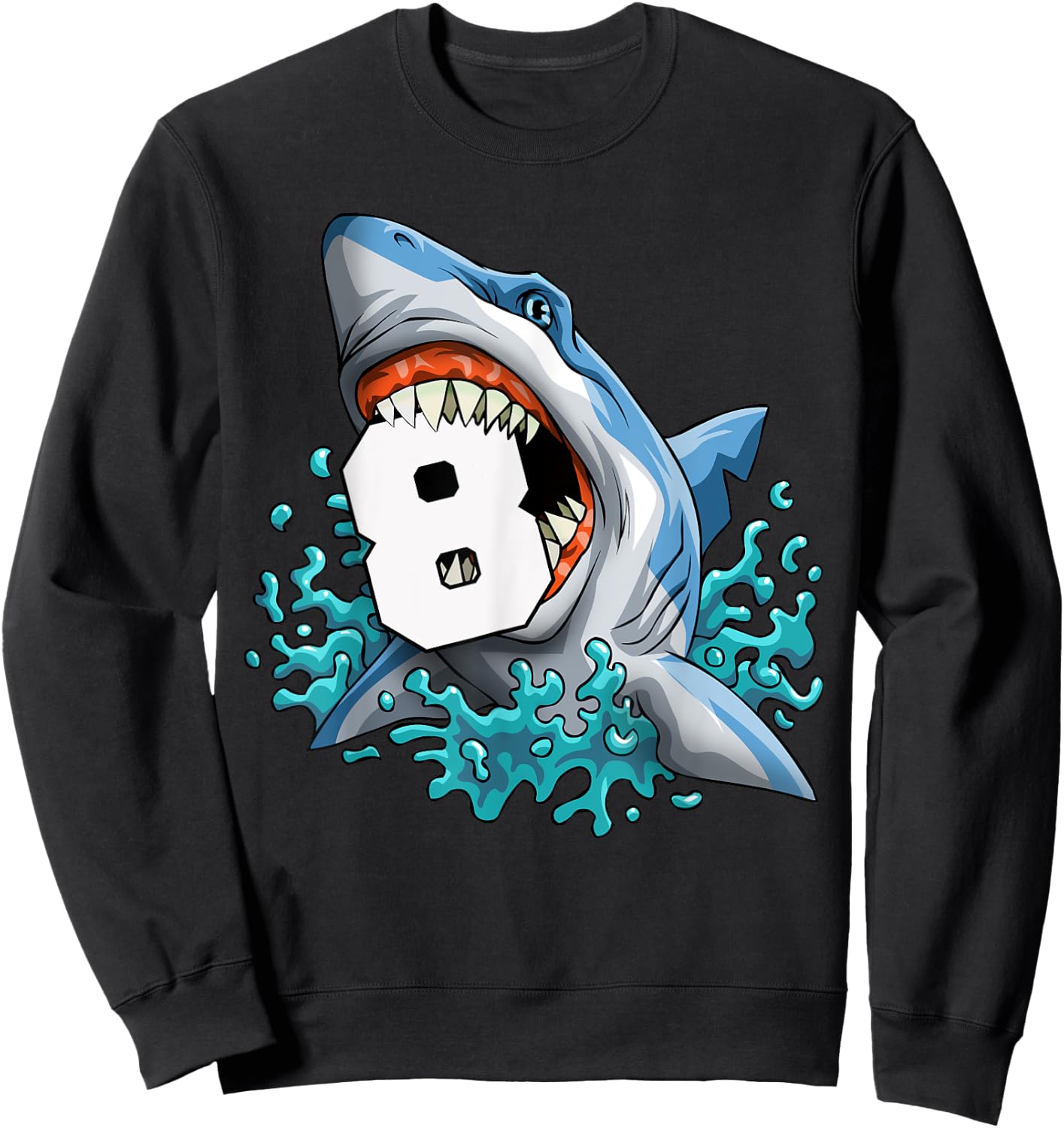 Kids Shark 8th Birthday Boys Funny Shark 8 yrs Old Birthday Sweatshirt - Sweatshirt | Black