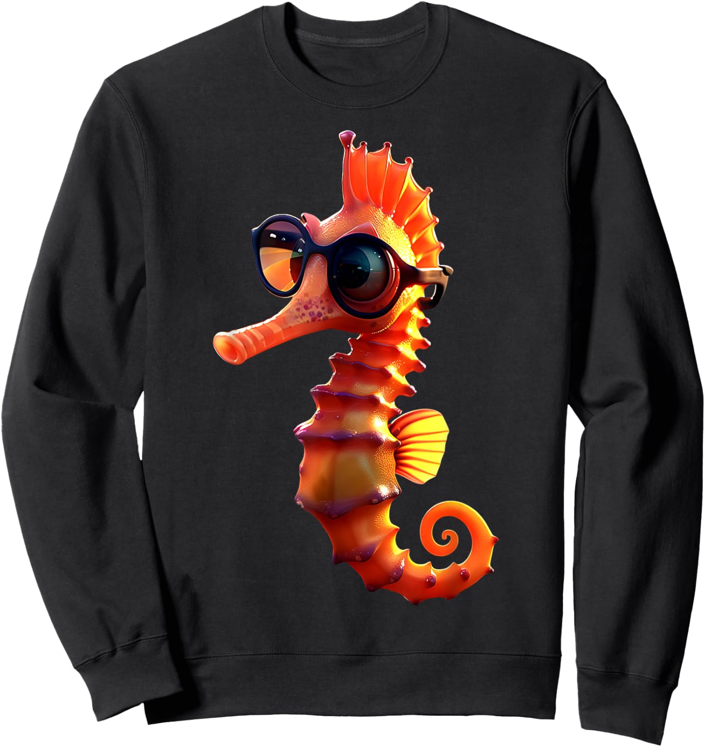 Seahorse with Sunglasses Aquarist Ocean Cute Seahorse , black Sweatshirt - Sweatshirt | Black
