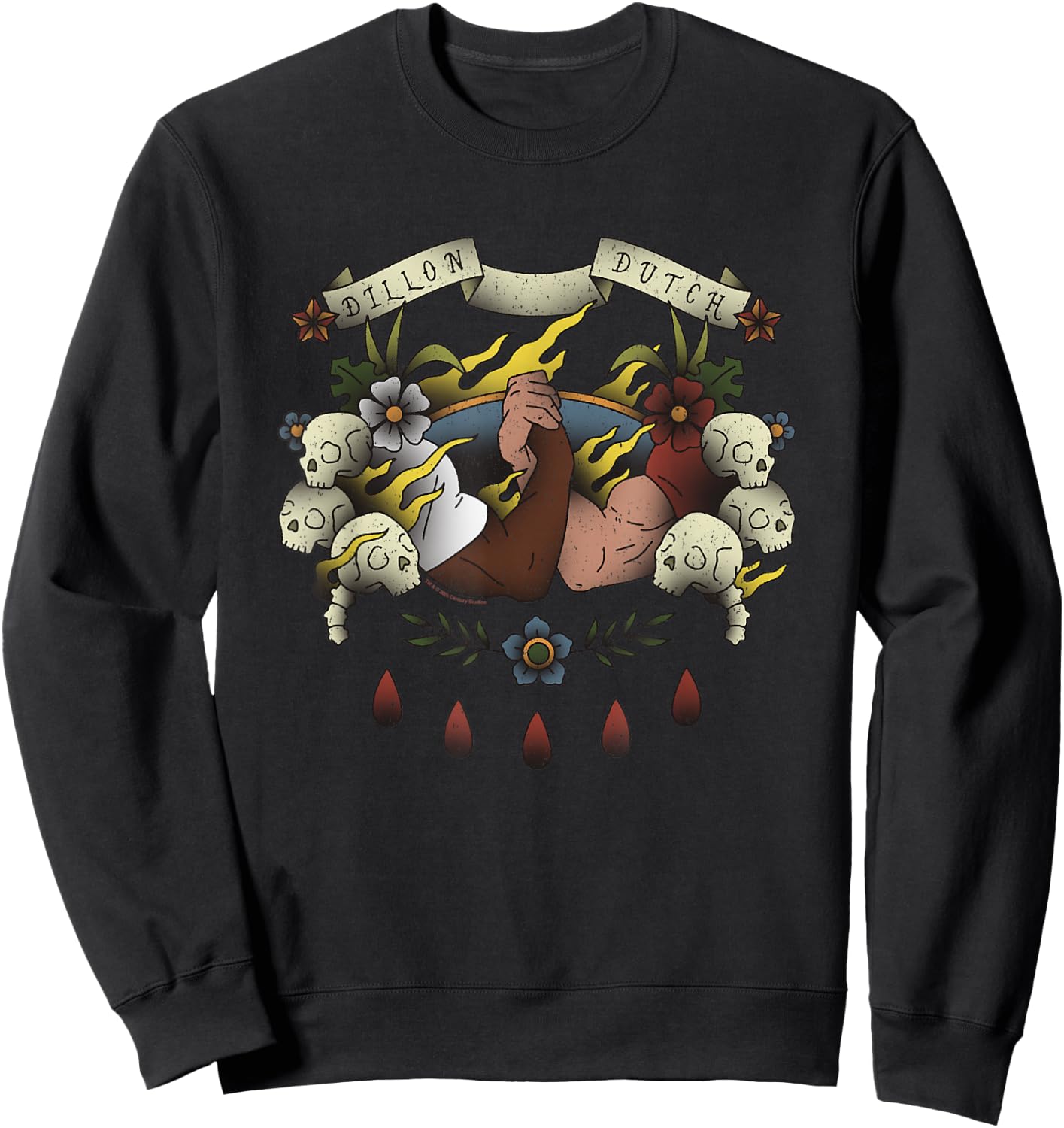 Iconic Dillon Dutch Manliest Handshake Tattoo Style Sweatshirt - Sweatshirt | Black
