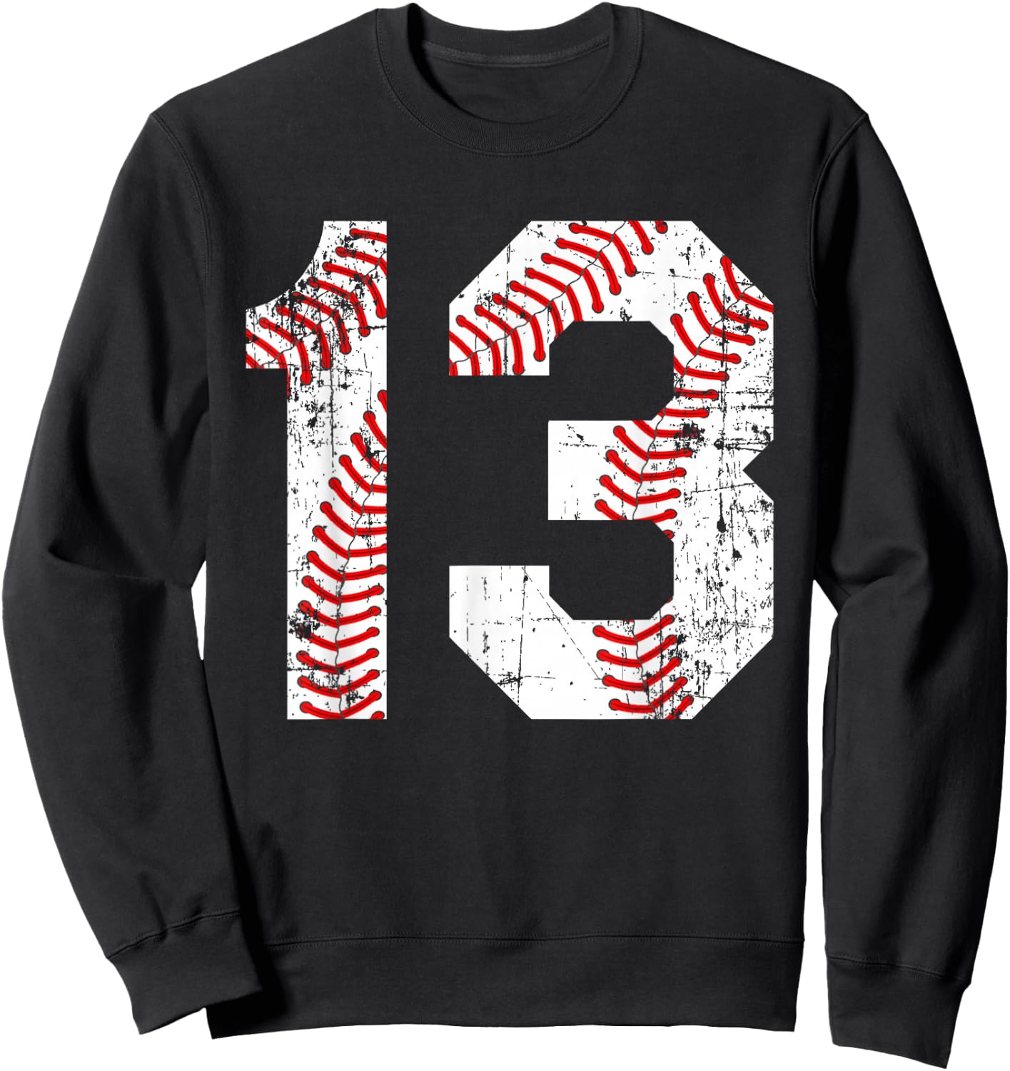 Vintage Baseball 13 Jersey Number Sweatshirt - Sweatshirt | Black