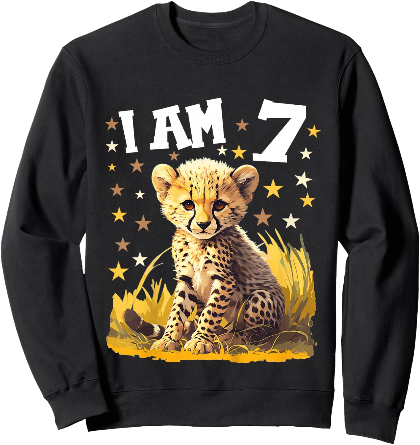7 Years old 7 birthday Cheetahs Boy Girl Cheetah Sweatshirt - Sweatshirt | Black