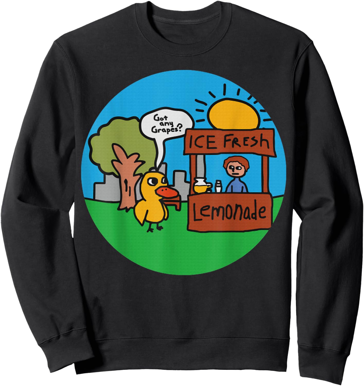 Vintage Lemonade Duck Lemonade Stand Funny Meme Sweatshirt - Sweatshirt | Black