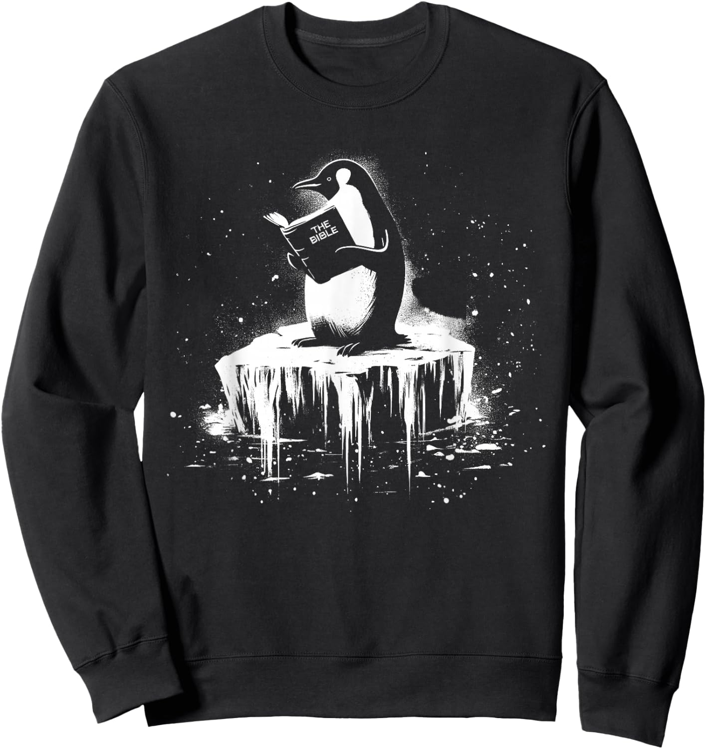 Penguin Reading The Bible - Vintage Christian Religious Sweatshirt - Sweatshirt | Black