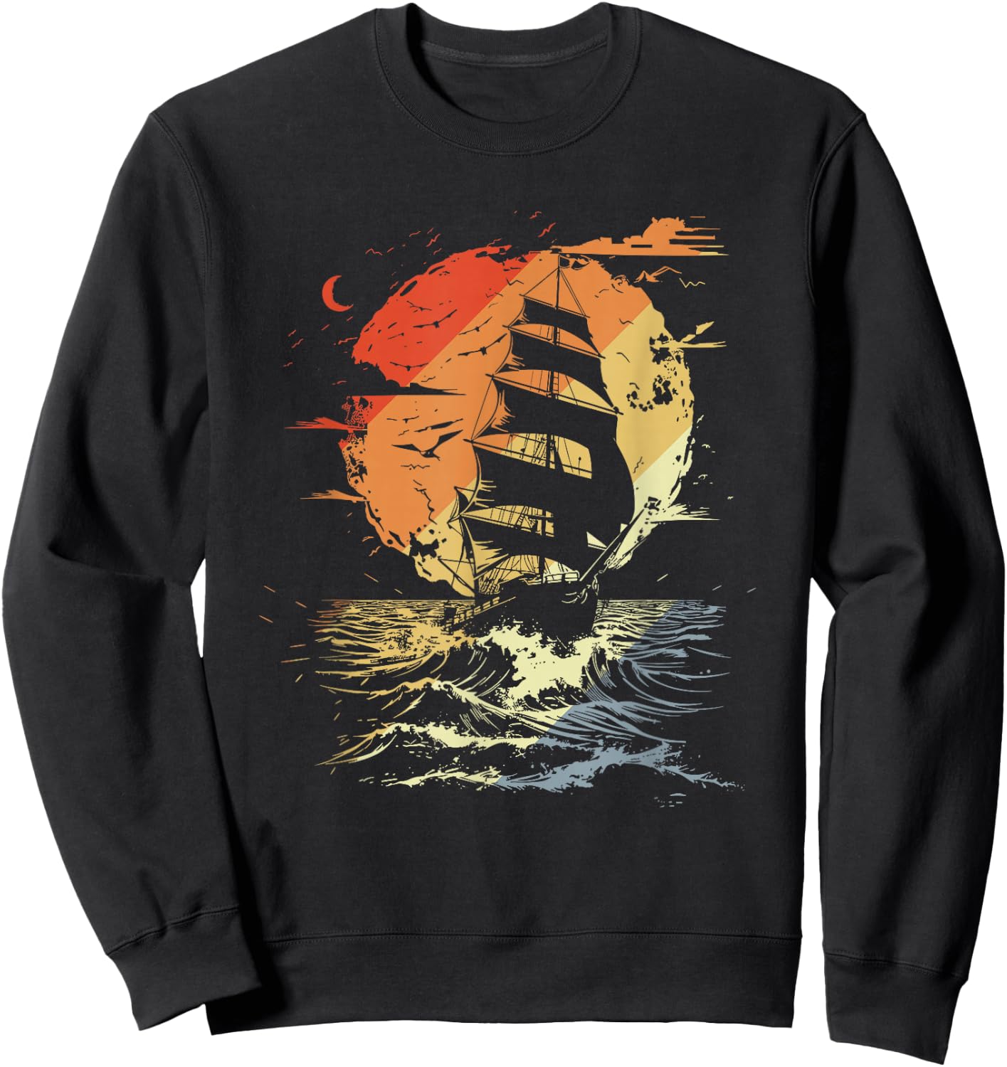 Retro Segelgrafik Segler Segelschiff Sweatshirt - Sweatshirt | Black