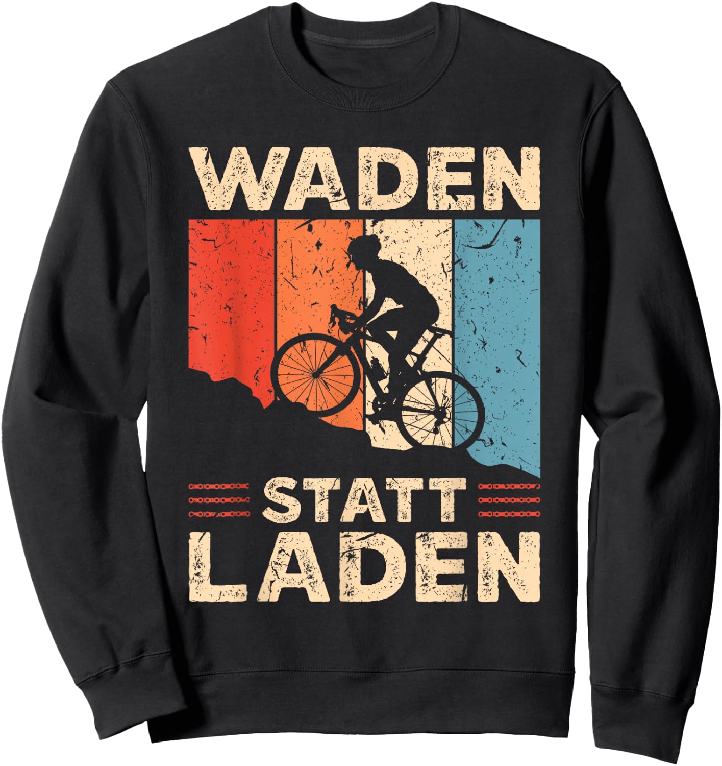 Funny Cyclist Saying Waden Instead of Shop Retro Bicycle , black Sweatshirt - Sweatshirt | Black
