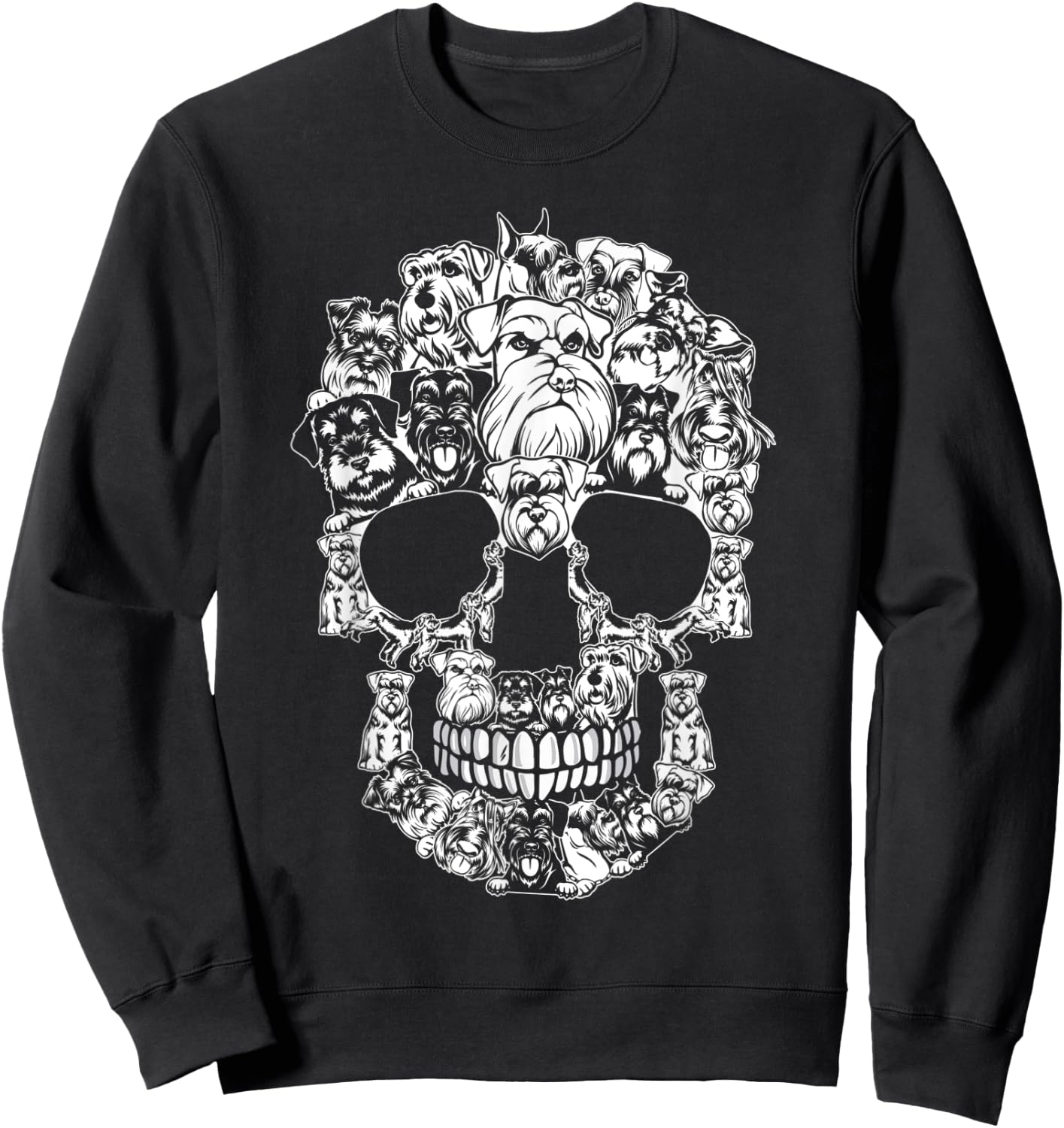 Matching Family Schnauzer Dog Skull Costume Halloween Women Kids Sweatshirt - Sweatshirt | Black