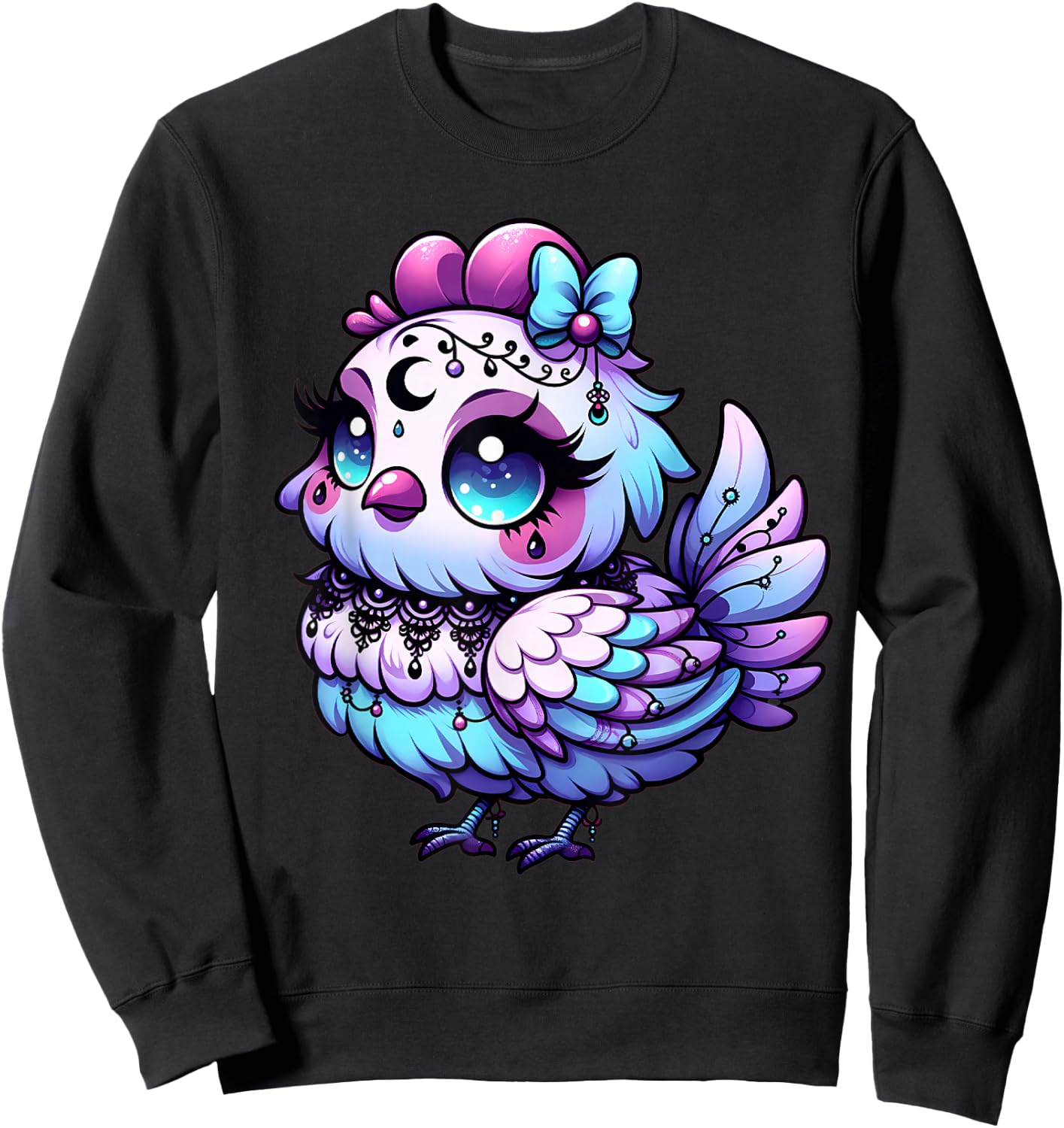 Pastel Goth Chicken Aesthetic Farm Animal Kawaii Occult Sweatshirt - Sweatshirt | Black