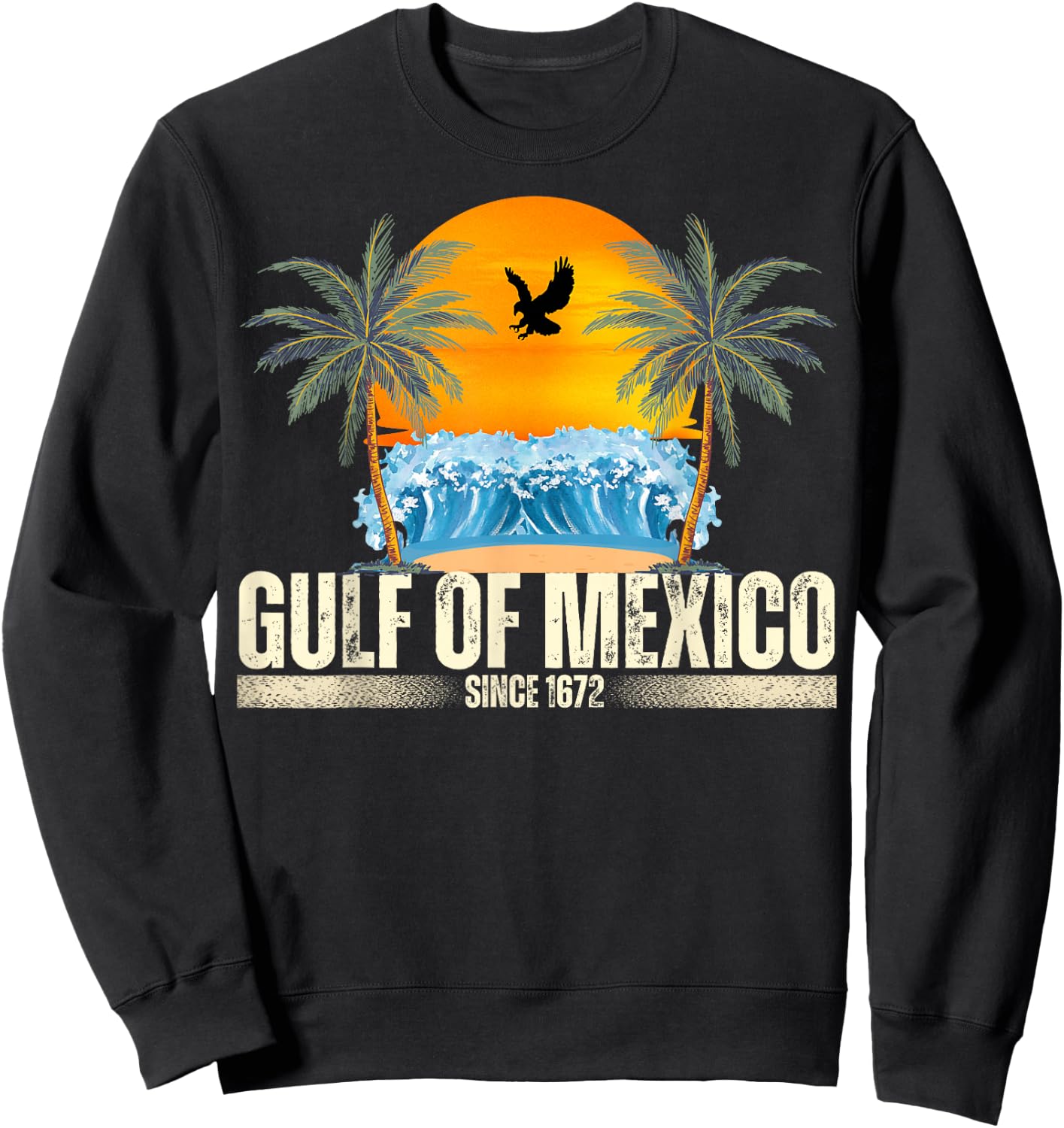 Gulf of Mexico Since 1672 Vintage Beach Gulf of Mexico Retro Sweatshirt - Sweatshirt | Black
