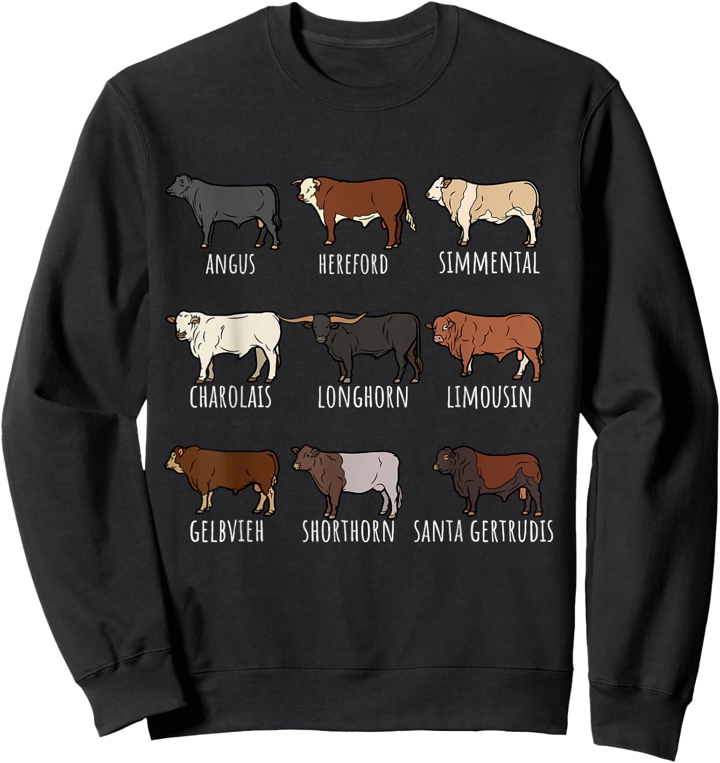 Type of Cow Breed Cattle Collection West Bulls Angus Farmer Sweatshirt - Sweatshirt | Black