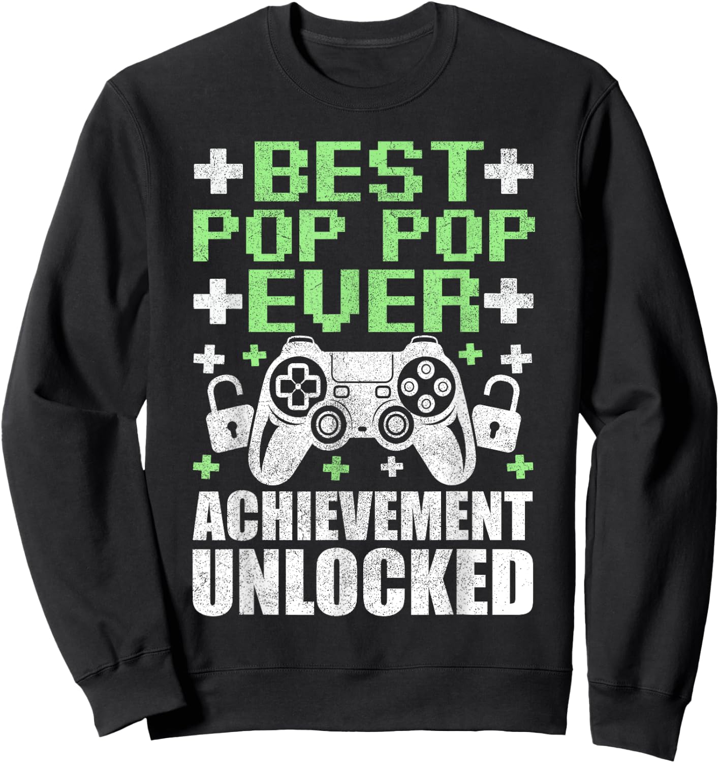 Gamer Grandpa Fathers Day, Best Pop Pop Achievement Unlocked Sweatshirt - Sweatshirt | Black
