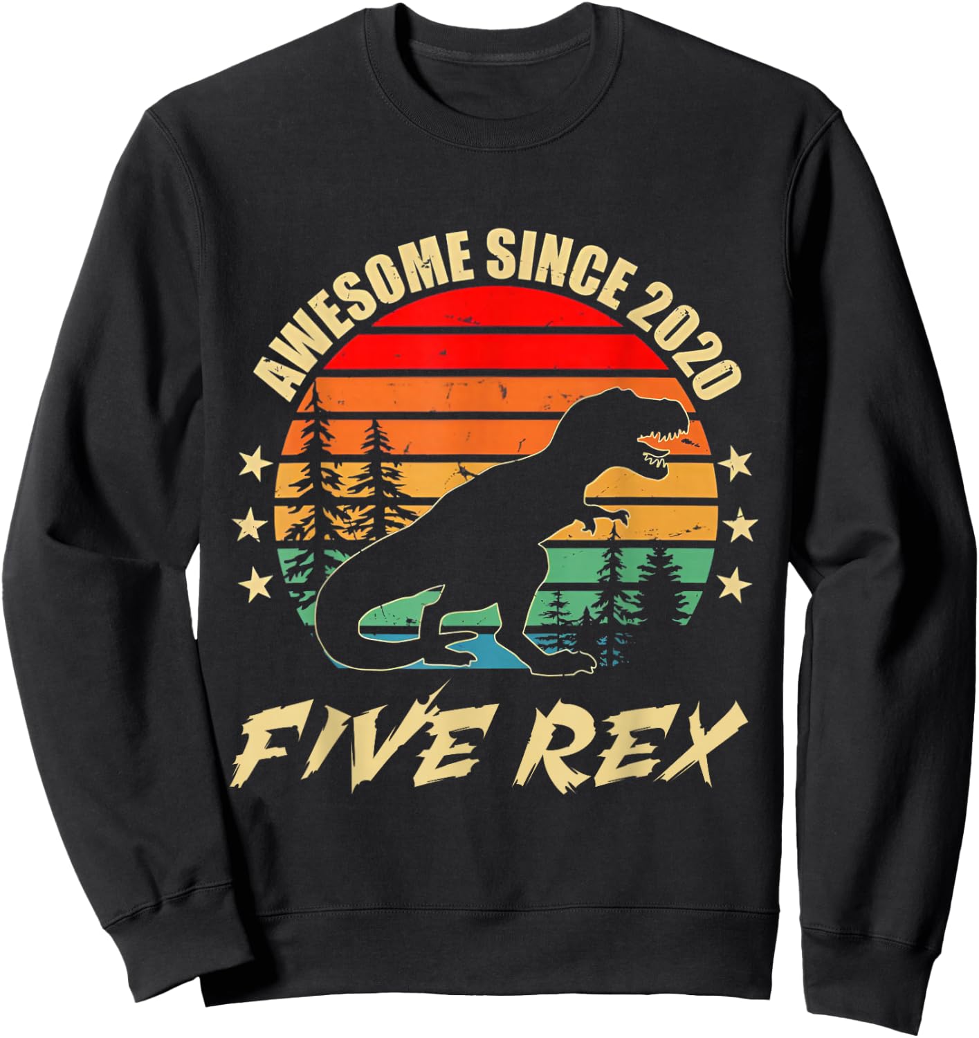 5 Year Old 5th Birthday Boy T Rex Dinosaur Sweatshirt - Sweatshirt | Black