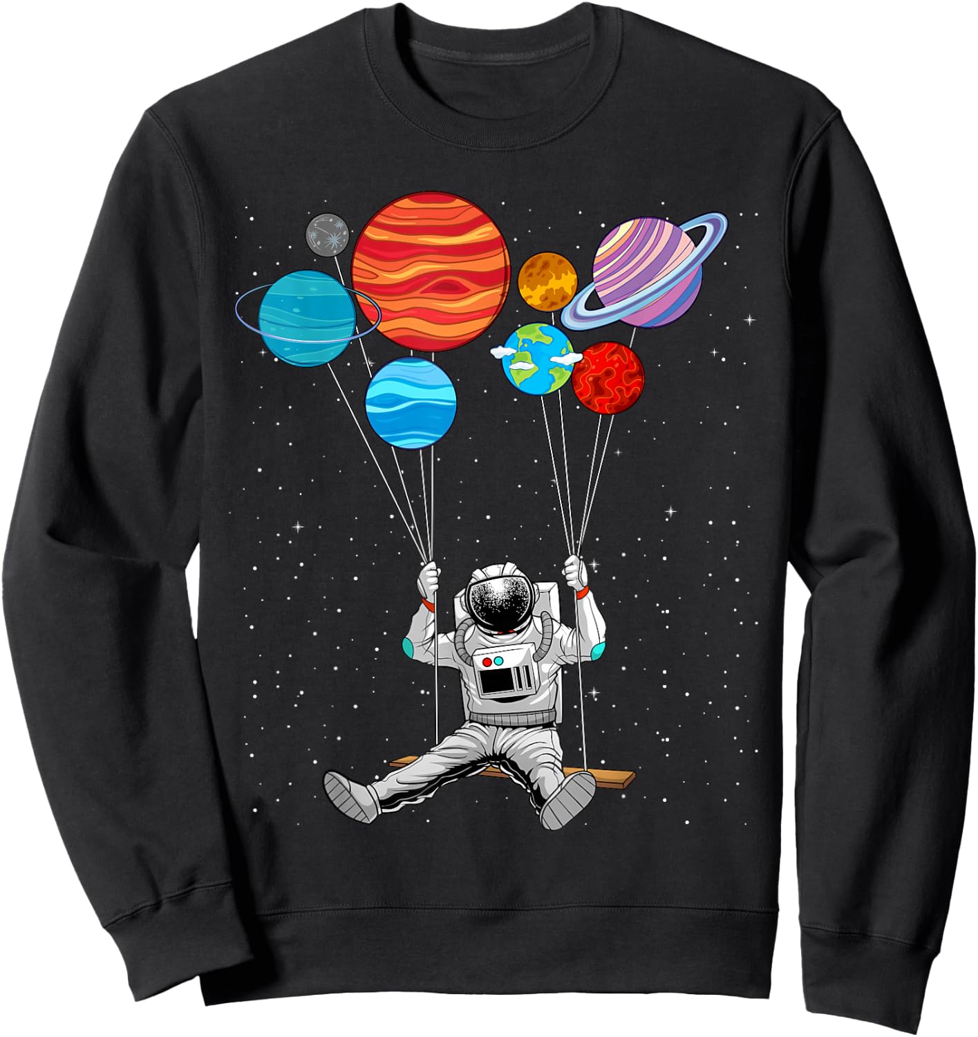 Astronaut With Planets In Hand Art Women Outer Space Sweatshirt - Sweatshirt | Black