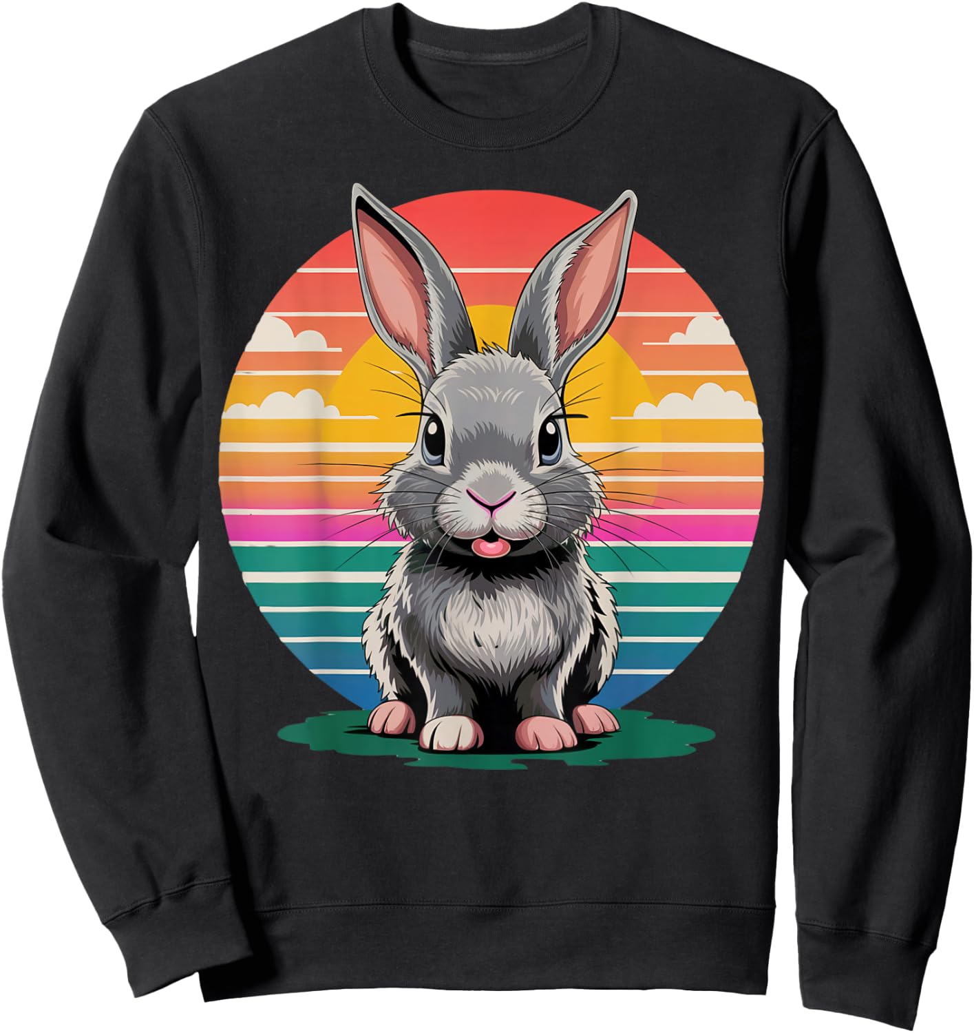 Retro Bunny Rabbit Vintage Nature Lover Gifts Women Sweatshirt - Sweatshirt | Black