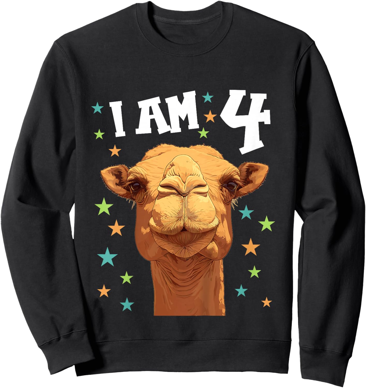 Kids 4 Years old 4 birthday Camels Boy Girl Camel Sweatshirt - Sweatshirt | Black