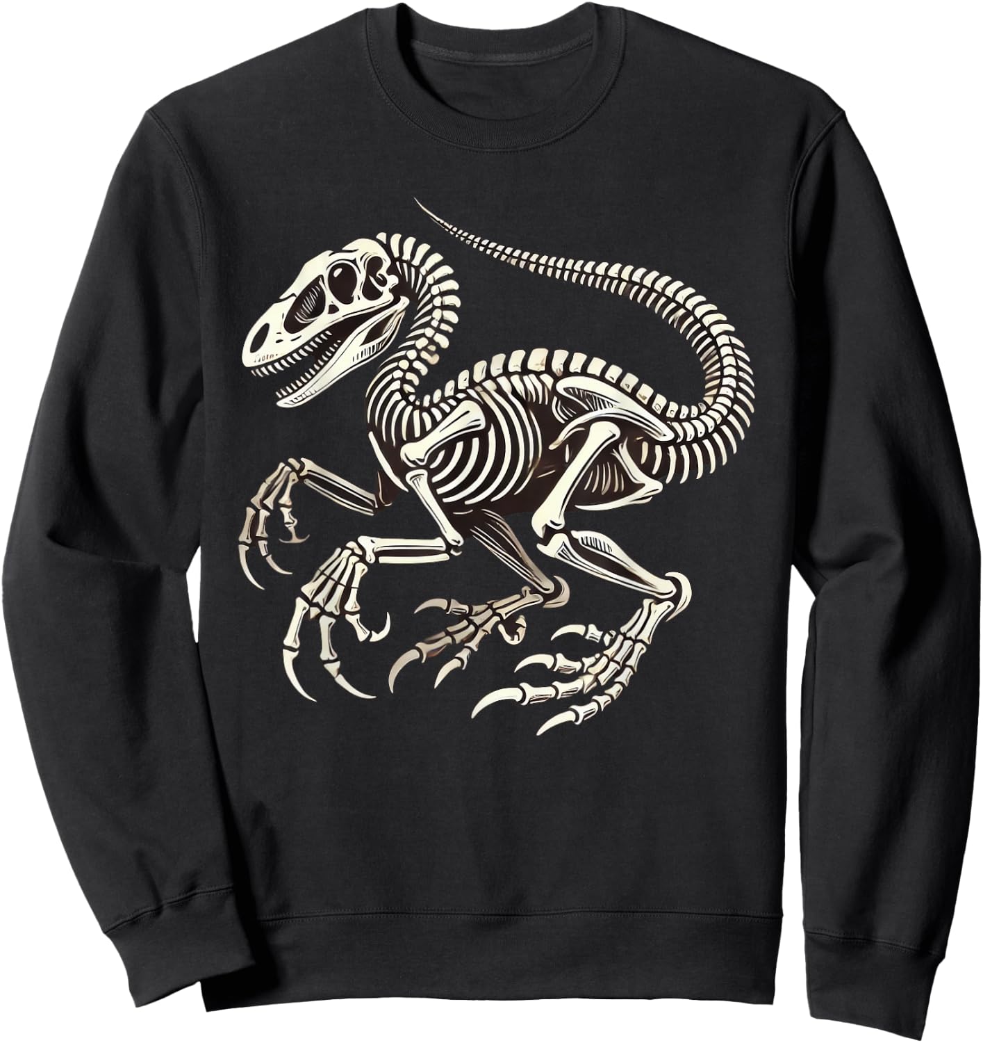 Velociraptor Dinosaur Skeleton Halloween Sweatshirt - Sweatshirt | Black