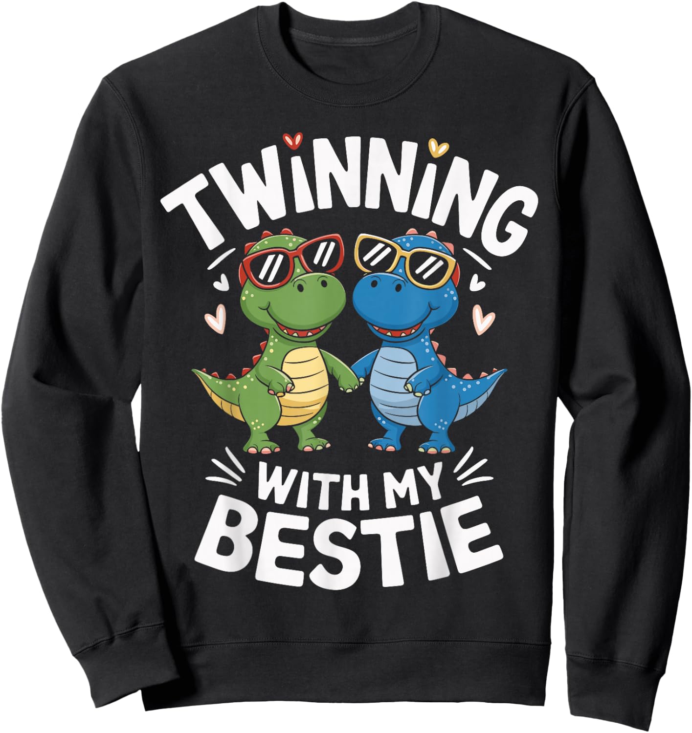 Twinning with My Bestie Cute Dinosaur Friends Sweatshirt - Sweatshirt | Black