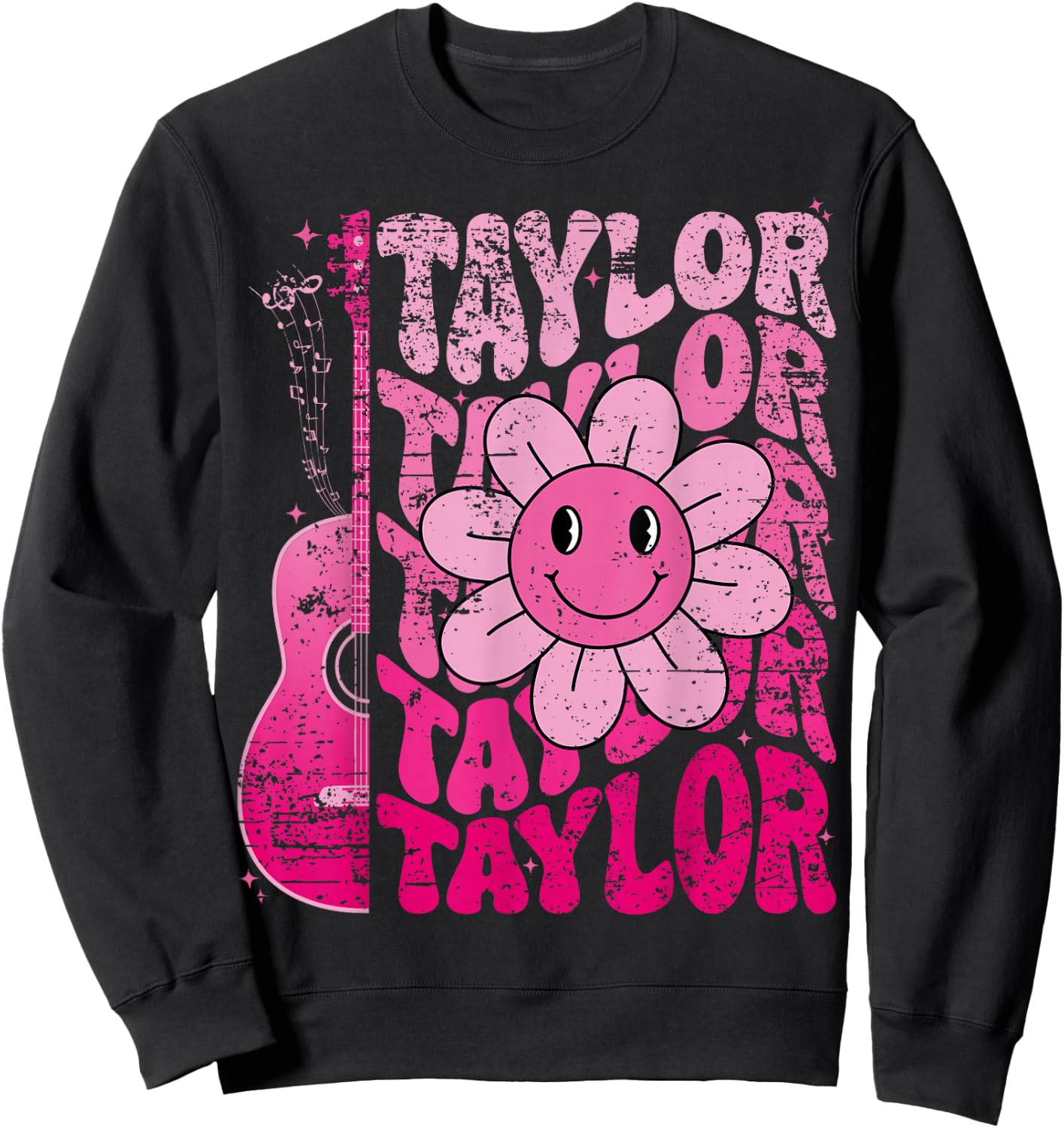 Taylor First Name I Love Taylor Girl Groovy 80's Vintage Sweatshirt - Sweatshirt | Black