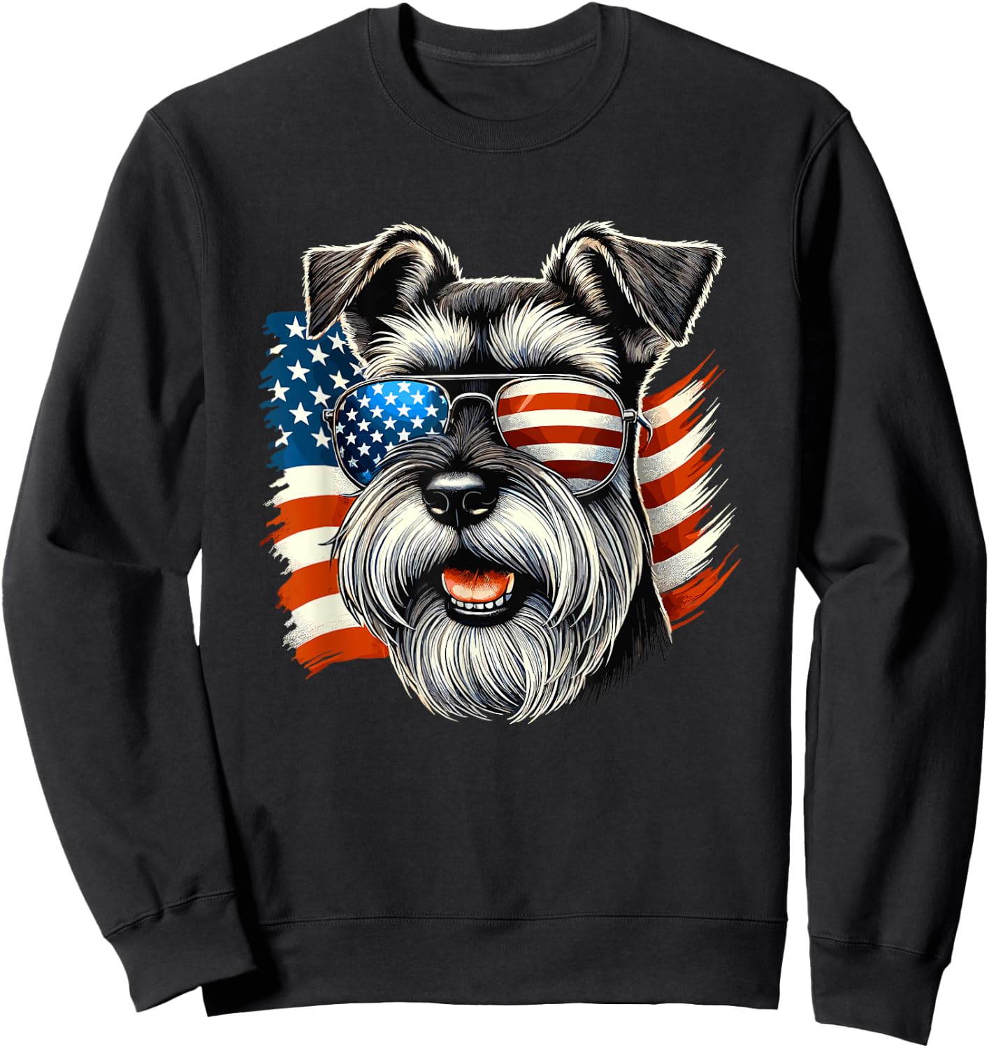 American USA Flag Giant Schnauzer 4th Of July Patriotic Sweatshirt - Sweatshirt | Black