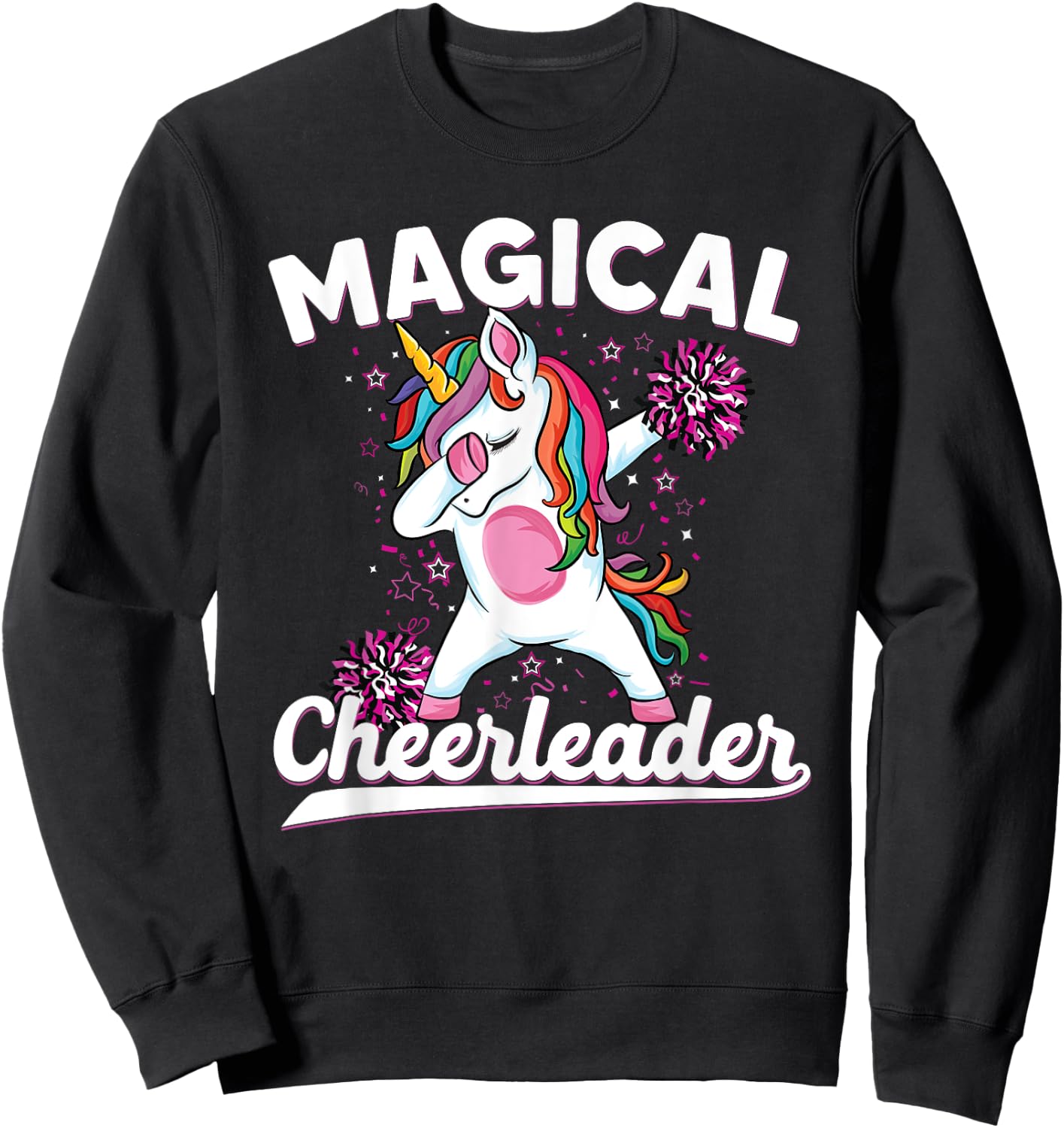 Magical cute dabbing unicorn cheerleader Funny Cheerleading Sweatshirt - Sweatshirt | Black
