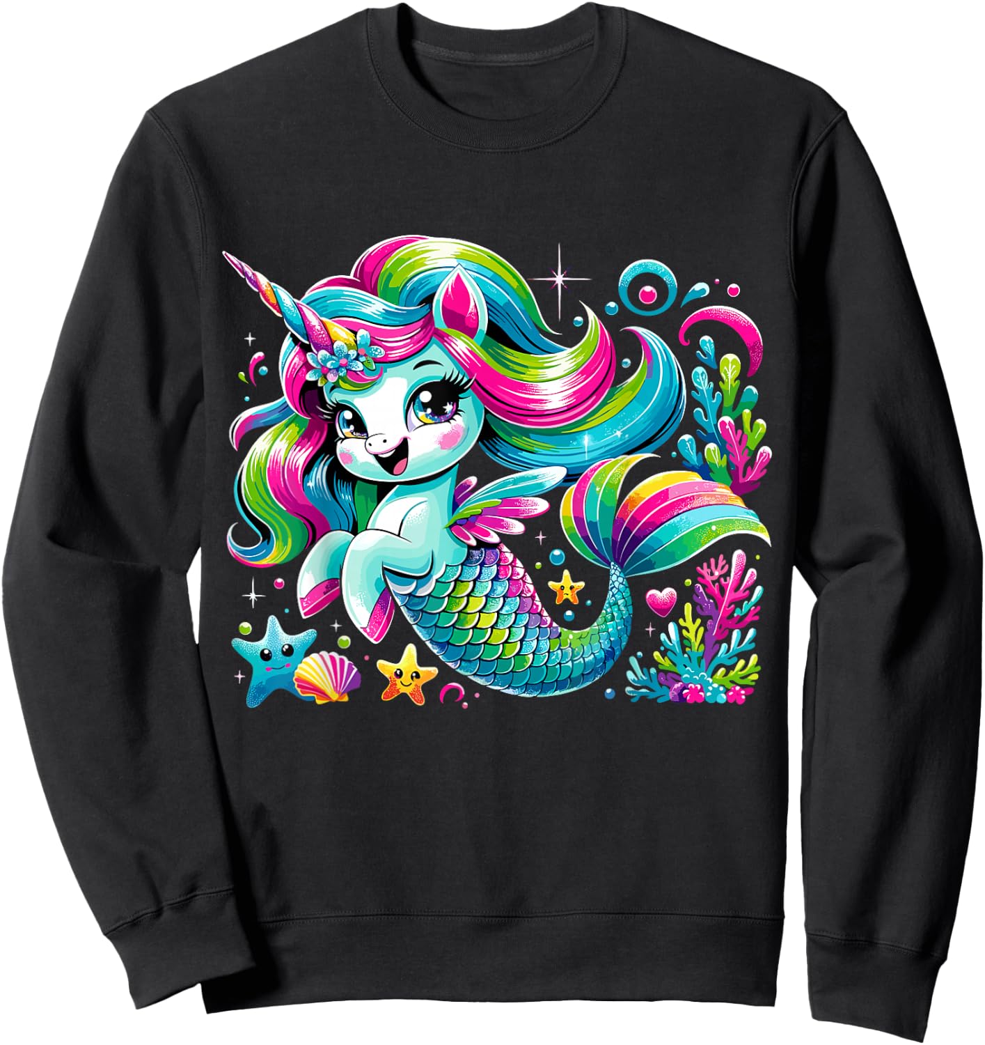 Cute Unicorn Mermaid Mermicorn Sweatshirt - Sweatshirt | Black