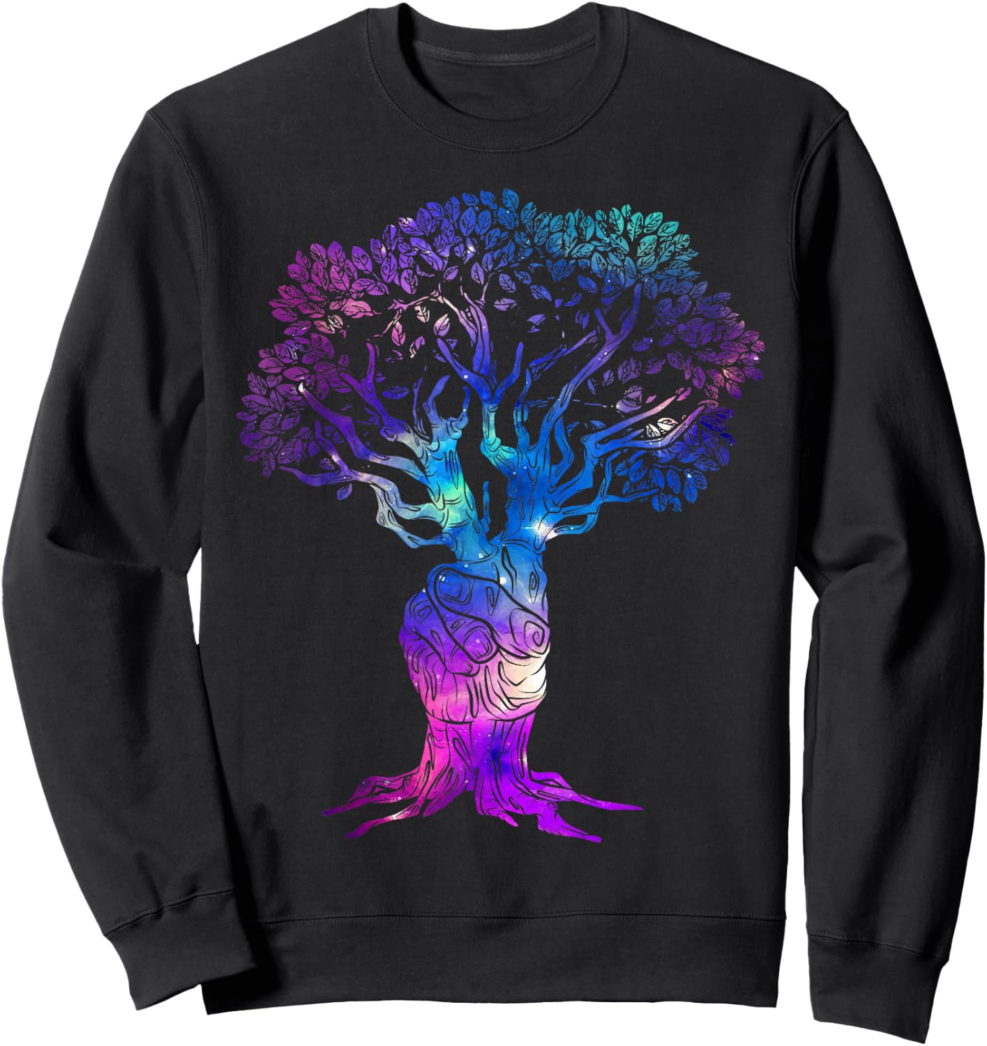 Tree of Peace Hand Sign Retro Tree of Life 60s 70s Vibe Tree Sweatshirt - Sweatshirt | Black