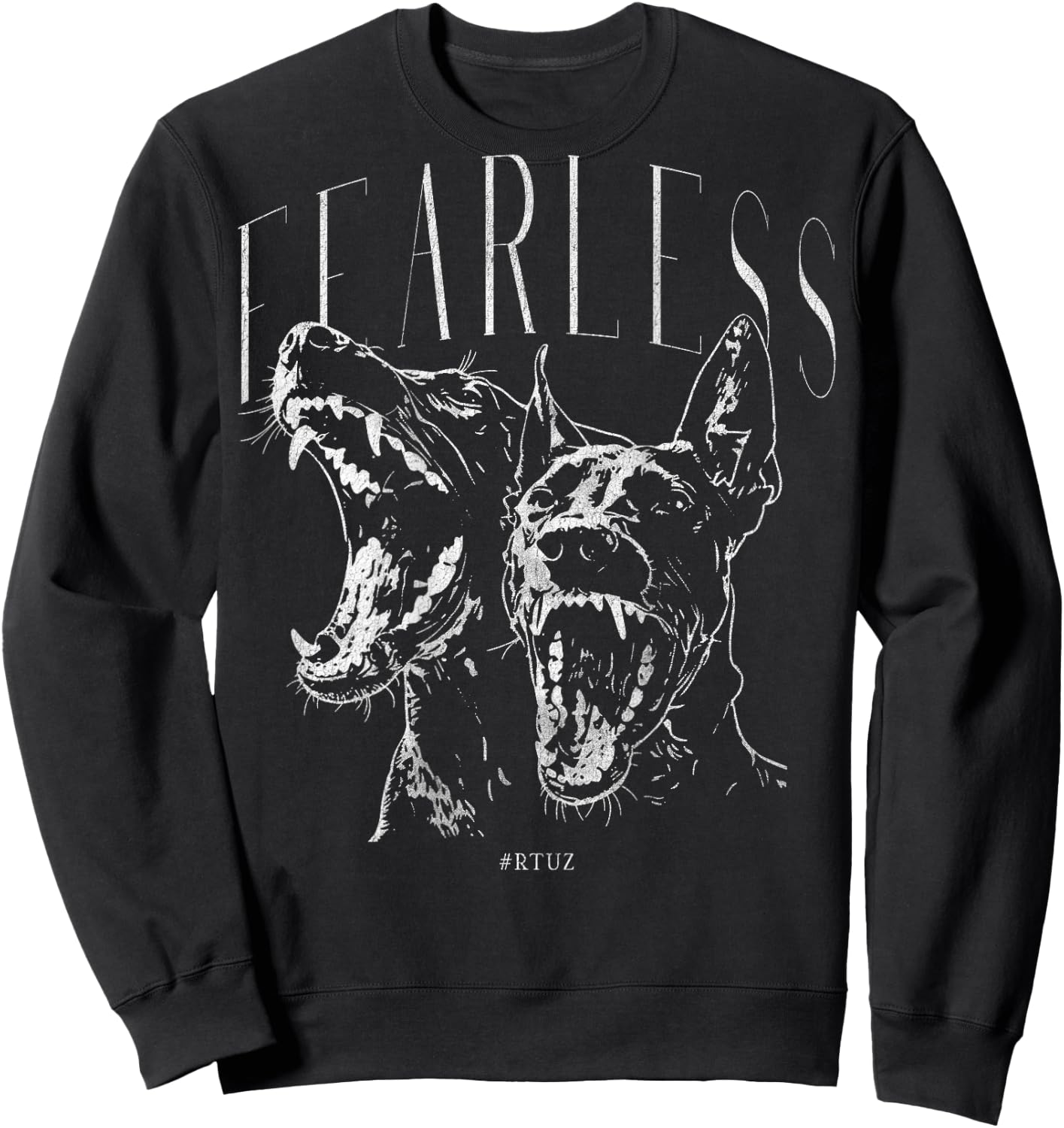 Back Print Streetwear Fashion Vintage Women Men Dog Doberman Sweatshirt - Sweatshirt | Black