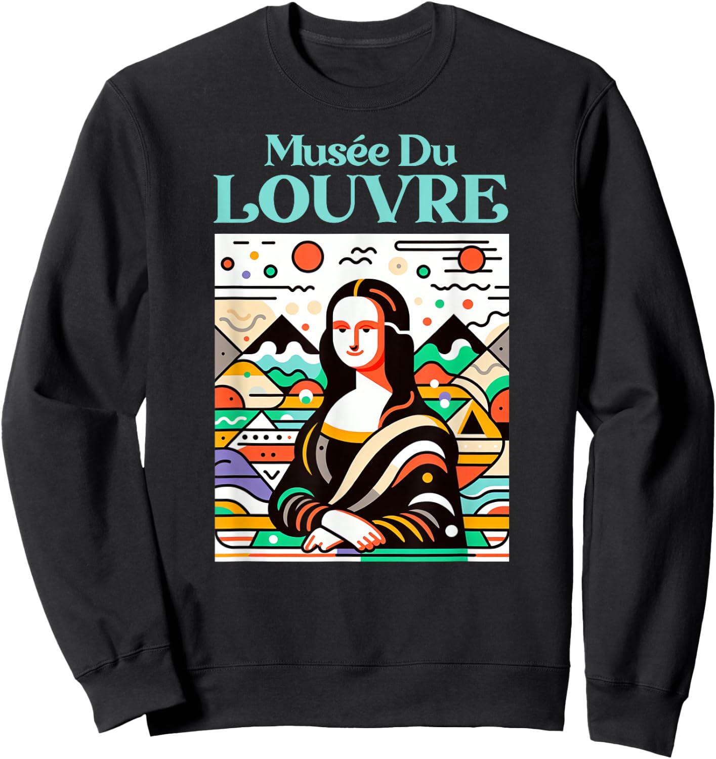 Louvre Museum Art Deco Mona Lisa , Black, S Sweatshirt - Sweatshirt | Black