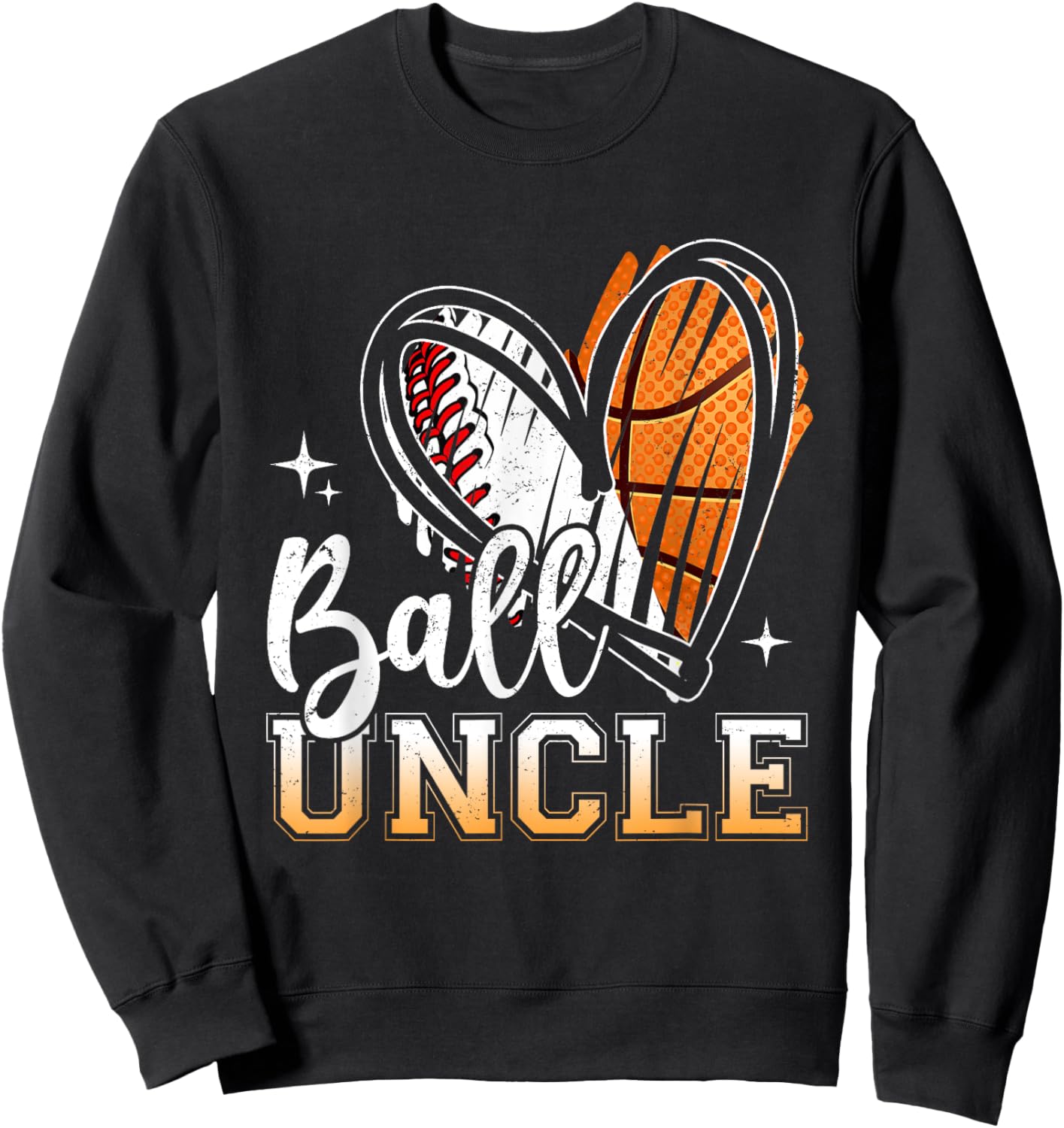 Ball Uncle Baseball Basketball Uncle Fathers Day Sweatshirt - Sweatshirt | Black