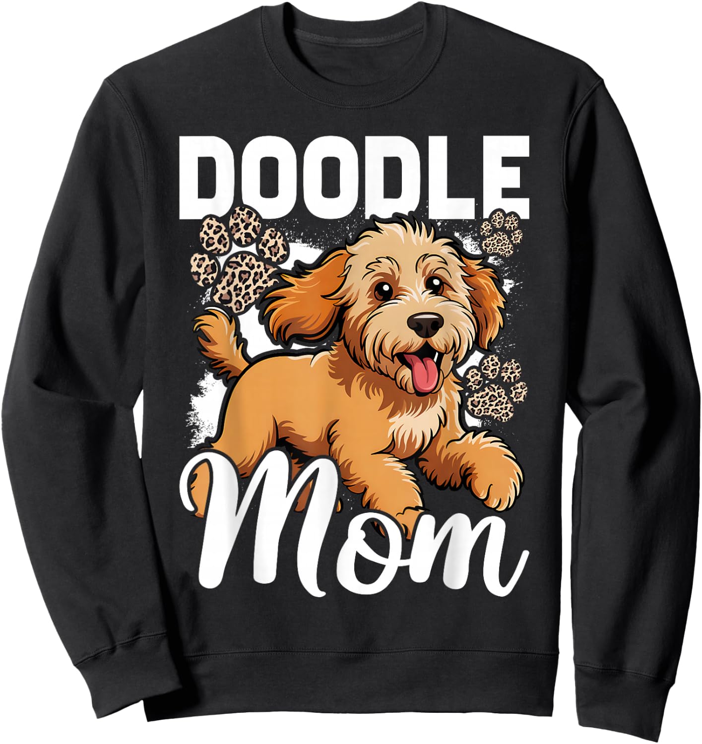 Vintage Doodle Mom Bleached Leopard Golden Doodle Mom Sweatshirt - Sweatshirt | Black