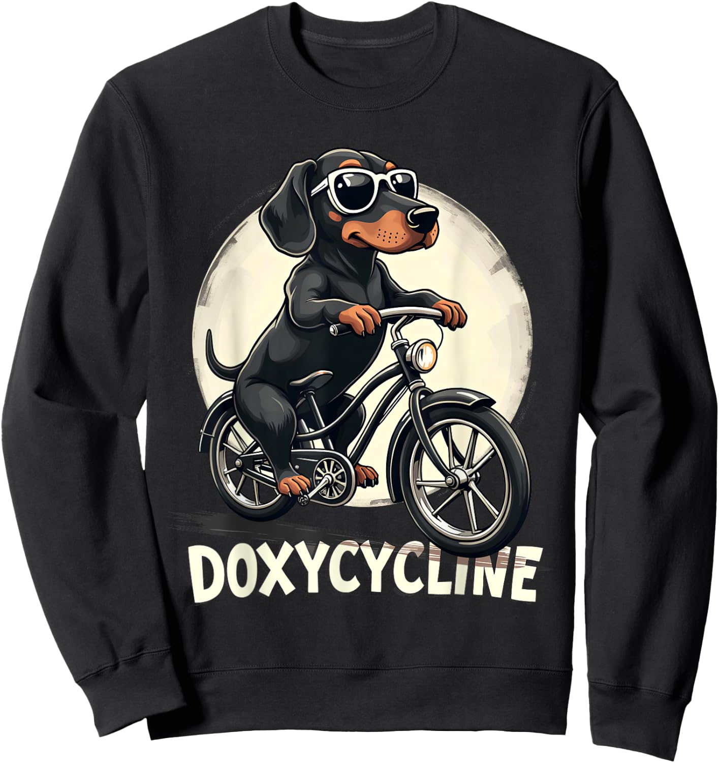 Doxycycline Pharmacy Funny Dachshund On Bicycle Pharmacist Sweatshirt - Sweatshirt | Black