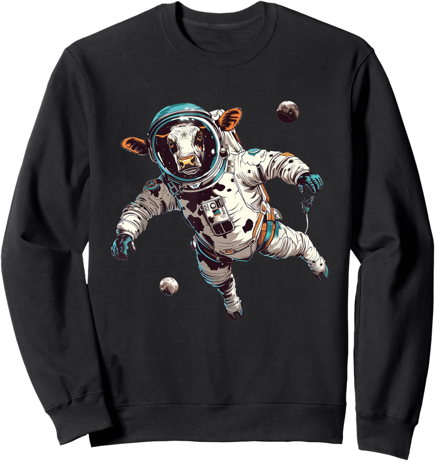Funny Cow Astronaut in Space Sweatshirt - Sweatshirt | Black