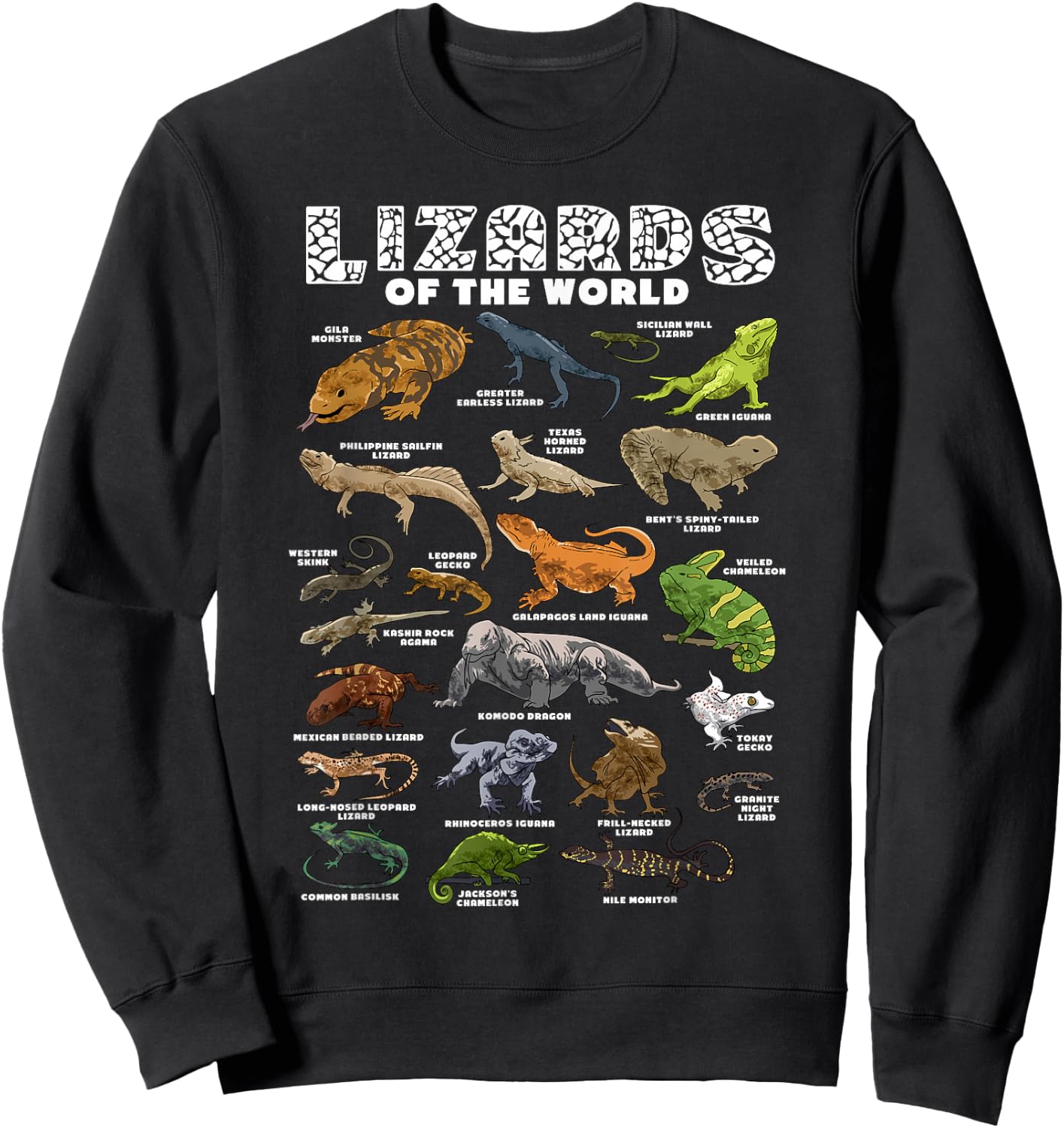 Lizard Shirt Lizards Animal of the World Reptile Herpetology Sweatshirt - Sweatshirt | Black