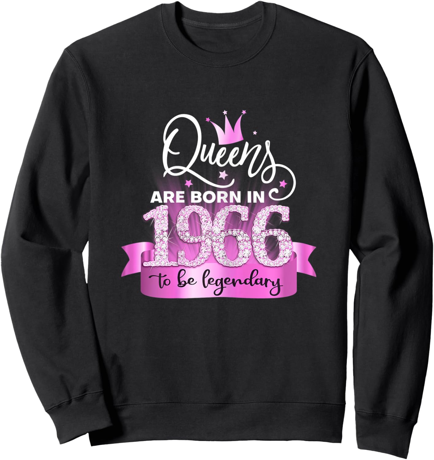 Born In 1966 I Elegant Pink Black Party Outfit & Accessory Sweatshirt - Sweatshirt | Black