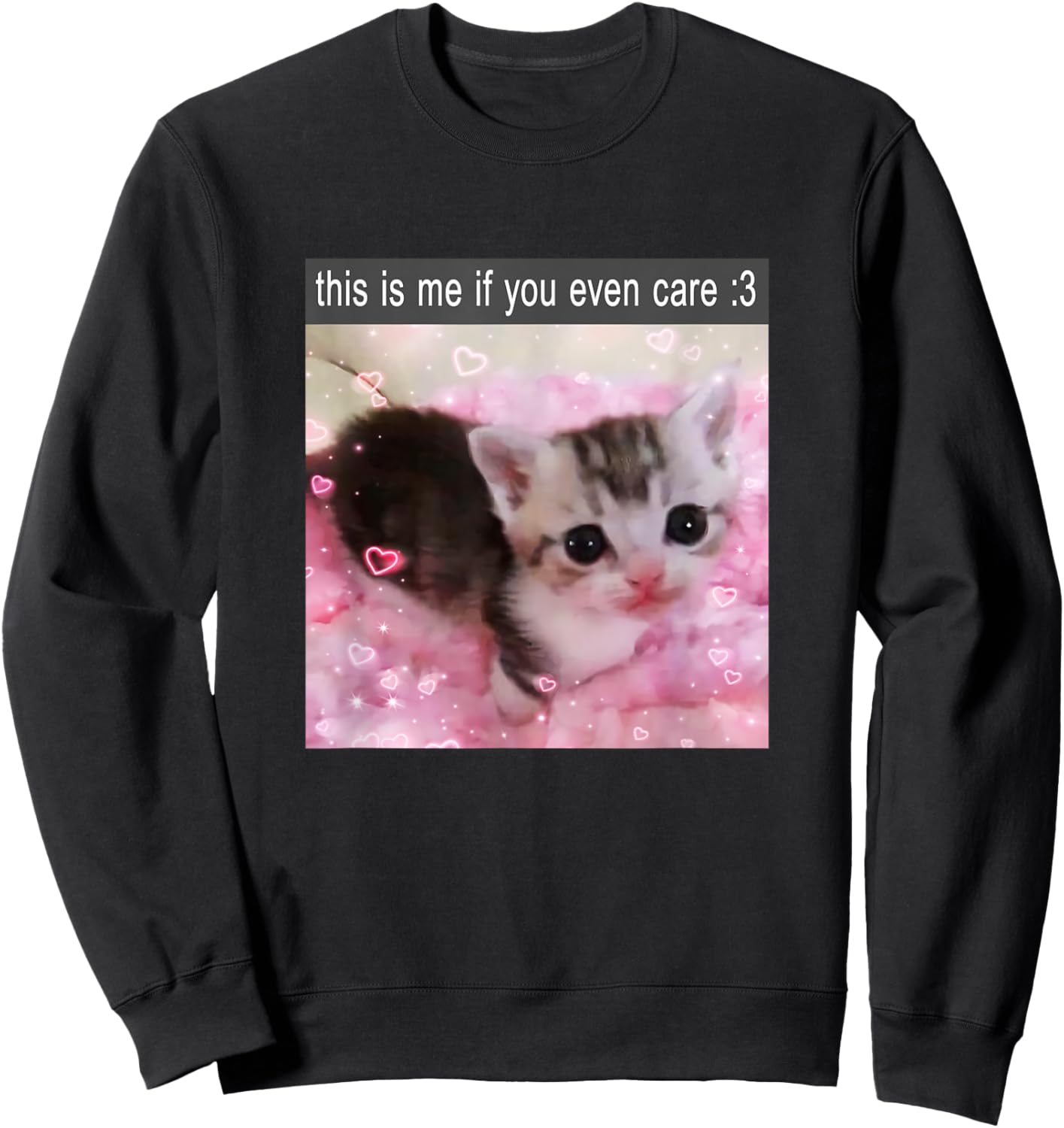 This is Me If You Even Care Cute Silly Cat Meme Sweatshirt - Sweatshirt | Black