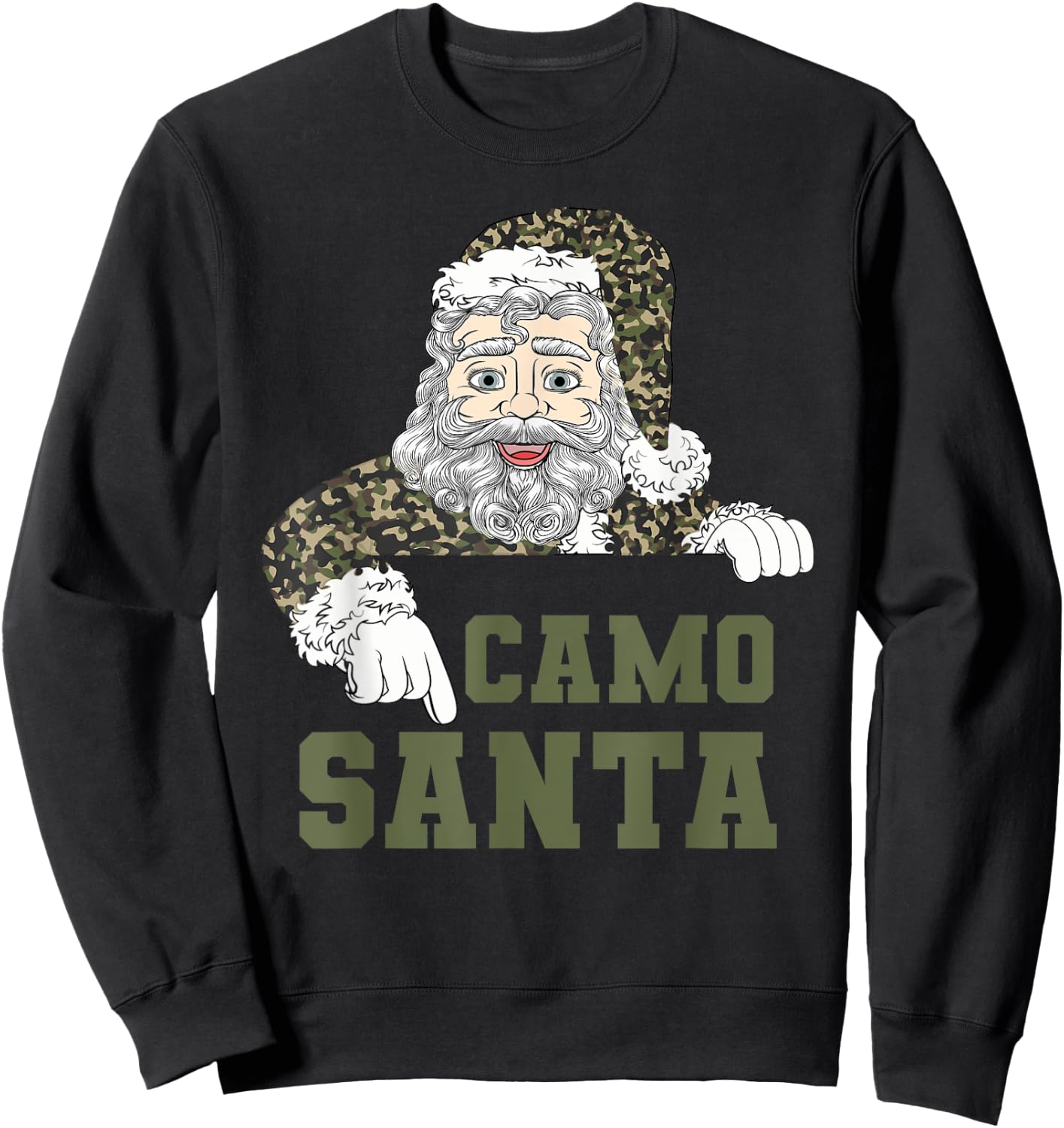 Camoflage Christmas Hunting Santa Camo Military Men Boys Sweatshirt - Sweatshirt | Black