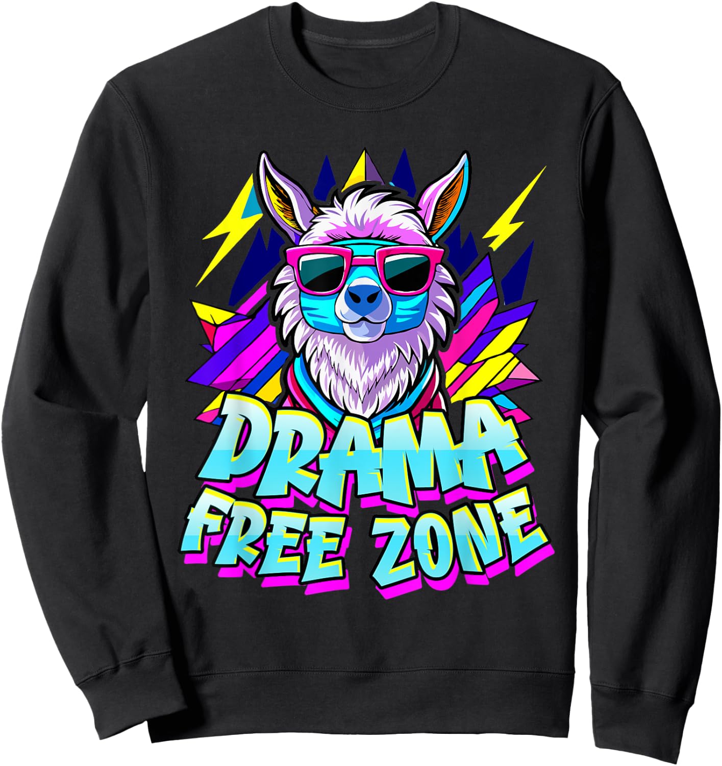 Alpaca Fan DRAMA FREE ZONE Funny Alpacas Sweatshirt - Sweatshirt | Black