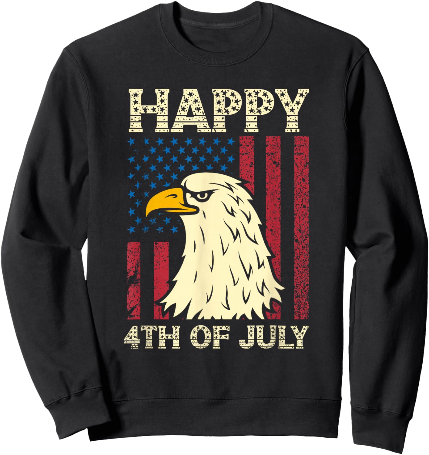 4th of July Independence Day American Flag Sweatshirt - Sweatshirt | Black