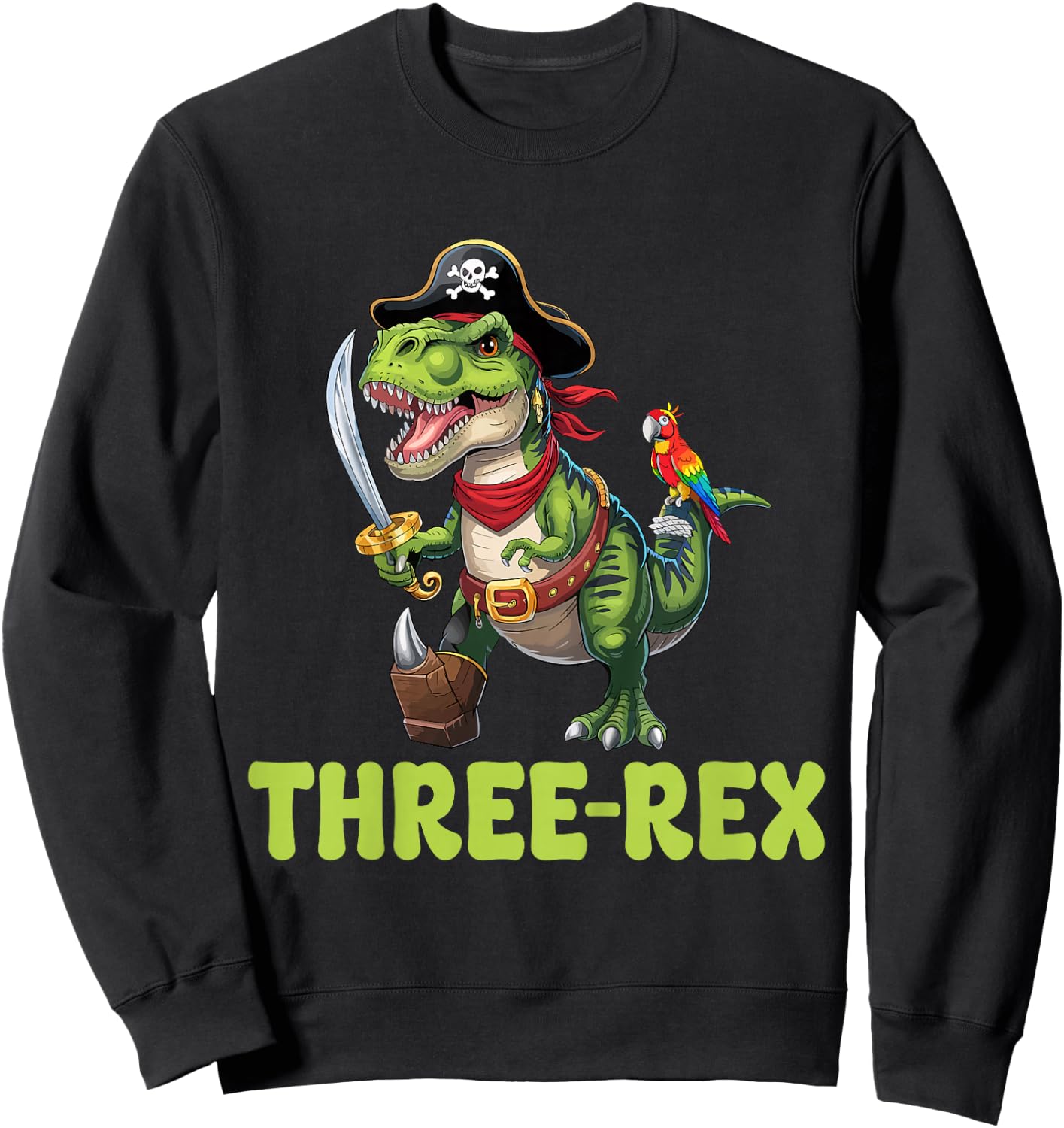 T-Rex Dinosaur Kids Pirate 3 Years Old 3rd Birthday Sweatshirt - Sweatshirt | Black