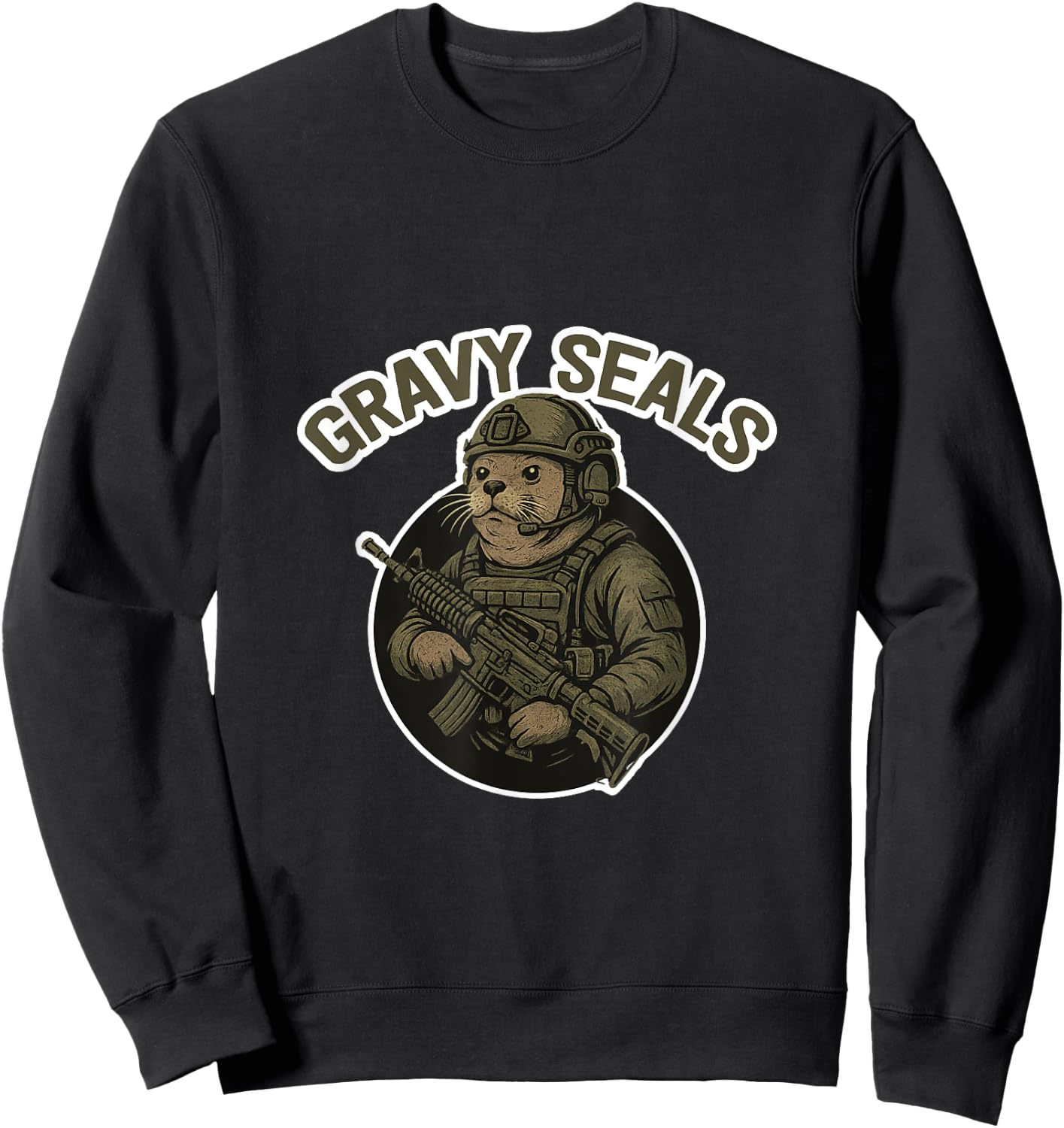 Gravy Seals Parody Animal Design Sweatshirt - Sweatshirt | Black