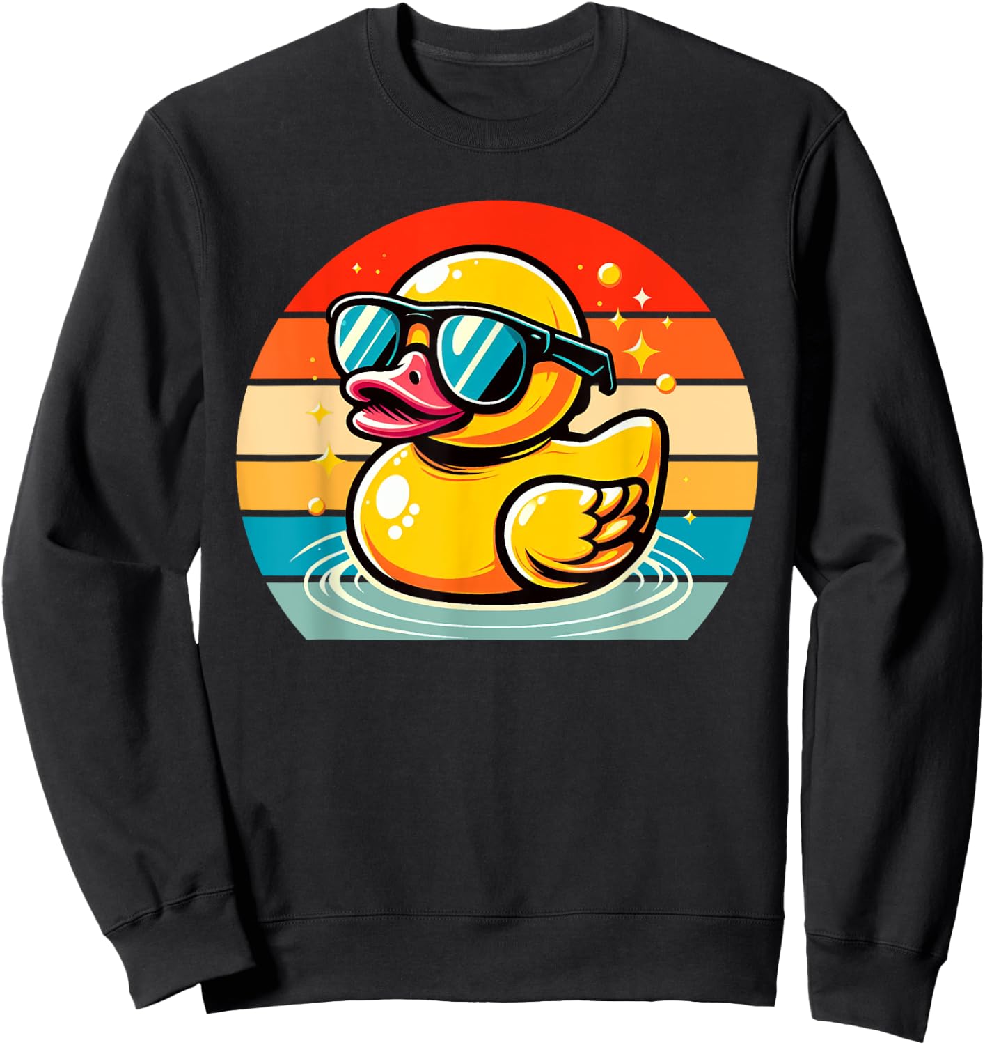 Vintage Duck Gifts Cool Rubber Duck With Sunglasses Duck Sweatshirt - Sweatshirt | Black